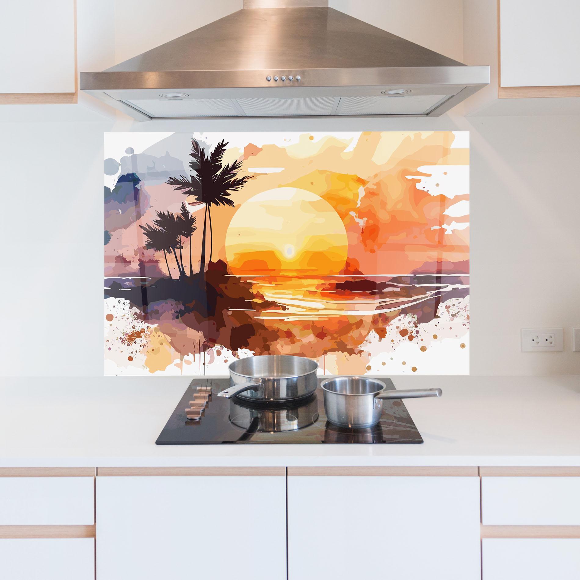 Küchenrückwand Glas Beautiful Sunrise mockup 5
