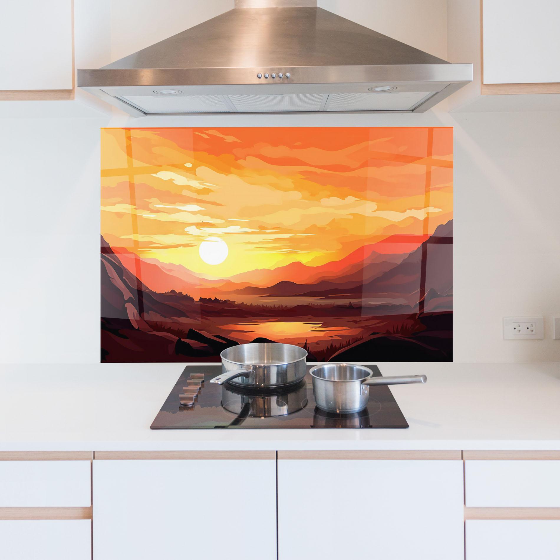 Küchenrückwand Glas Beautiful Sunset Illustration mockup 5