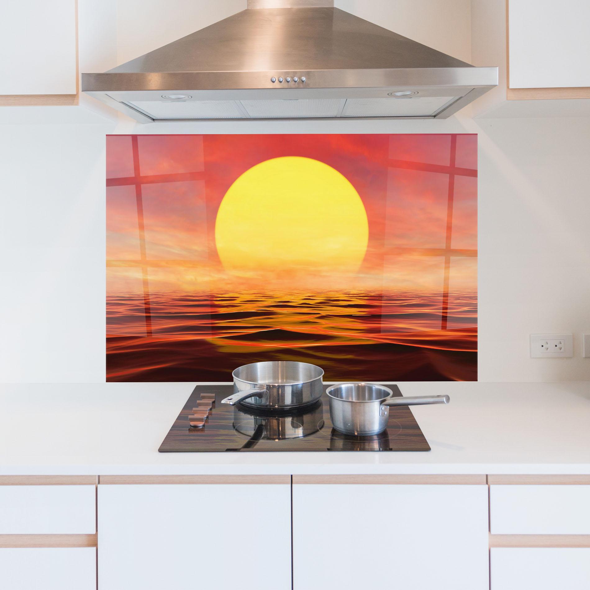 Küchenrückwand Glas Clouds Reflection Sky mockup 5