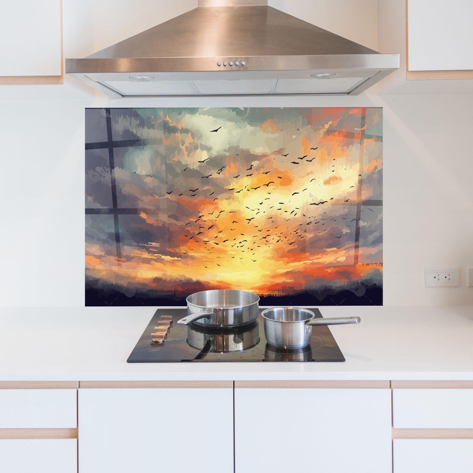 Küchenrückwand Glas Majestic Sunset mockup 5