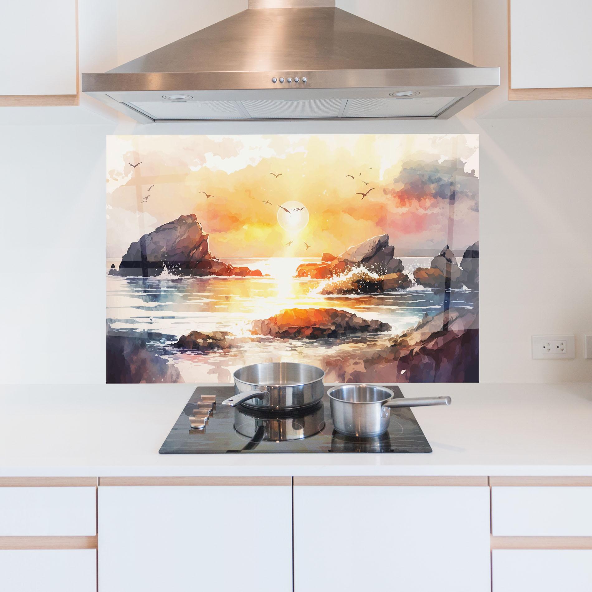 Küchenrückwand Glas Pretty Pastel Sunset mockup 5