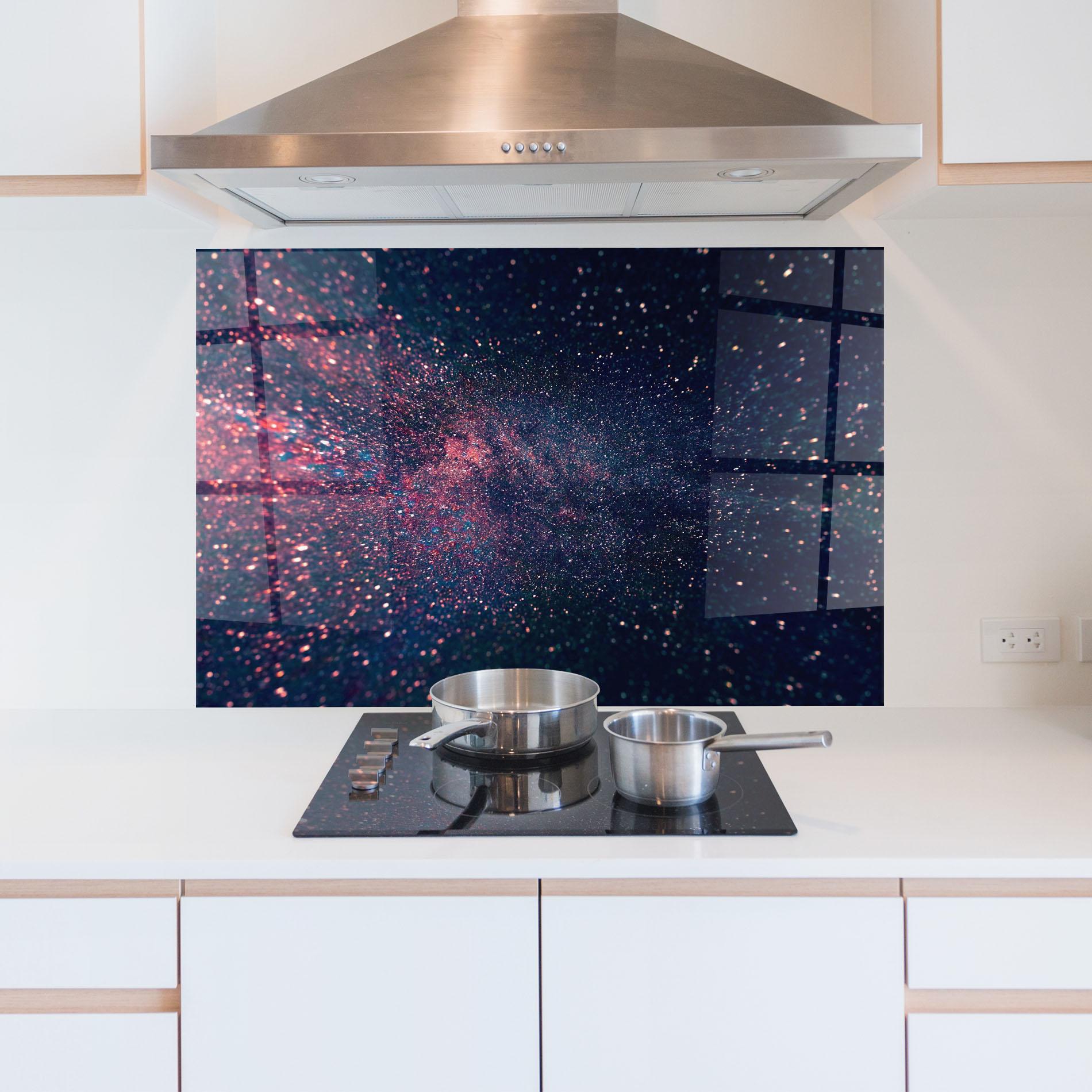 Küchenrückwand Glas Purple Spark mockup 5