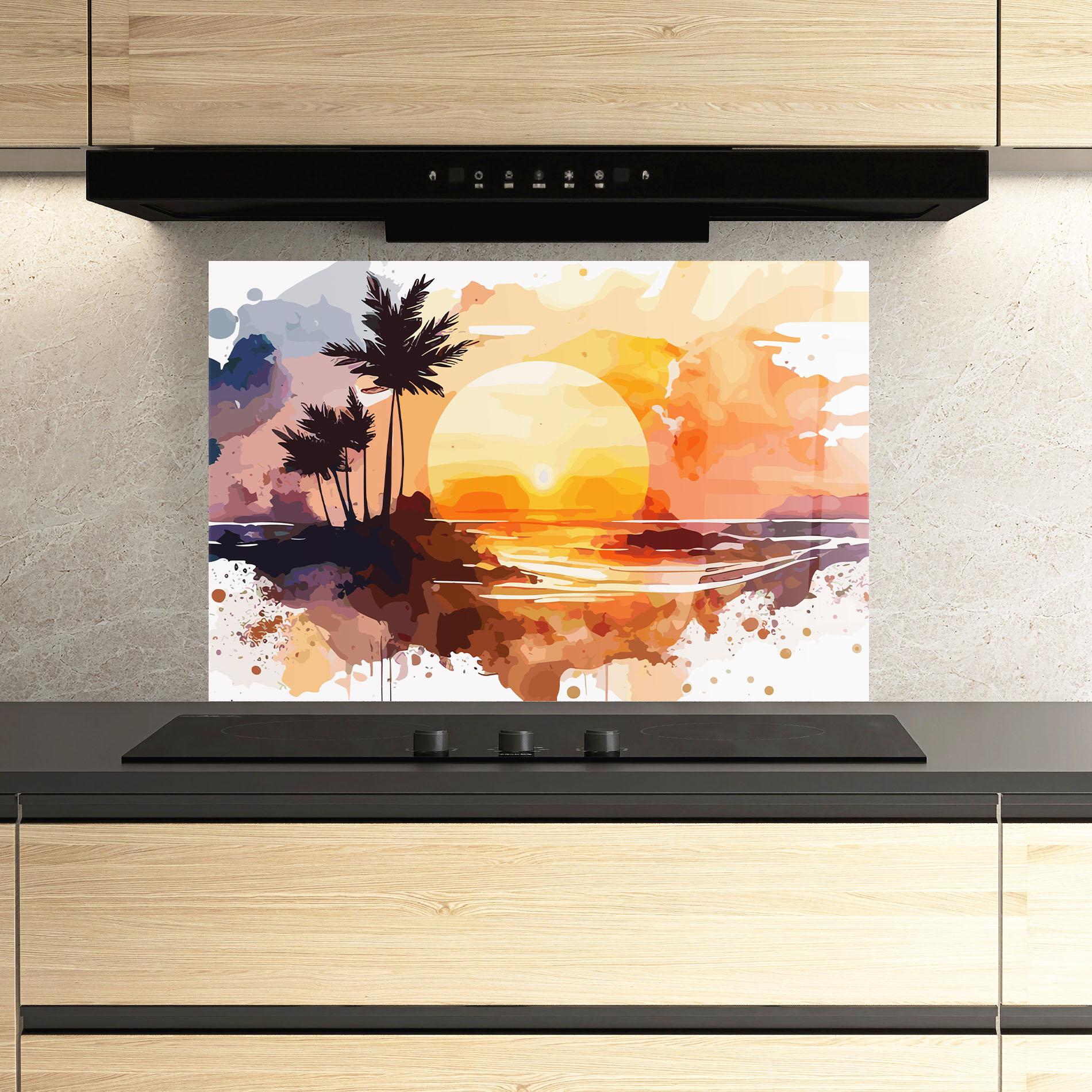 Küchenrückwand Glas Beautiful Sunrise mockup 3