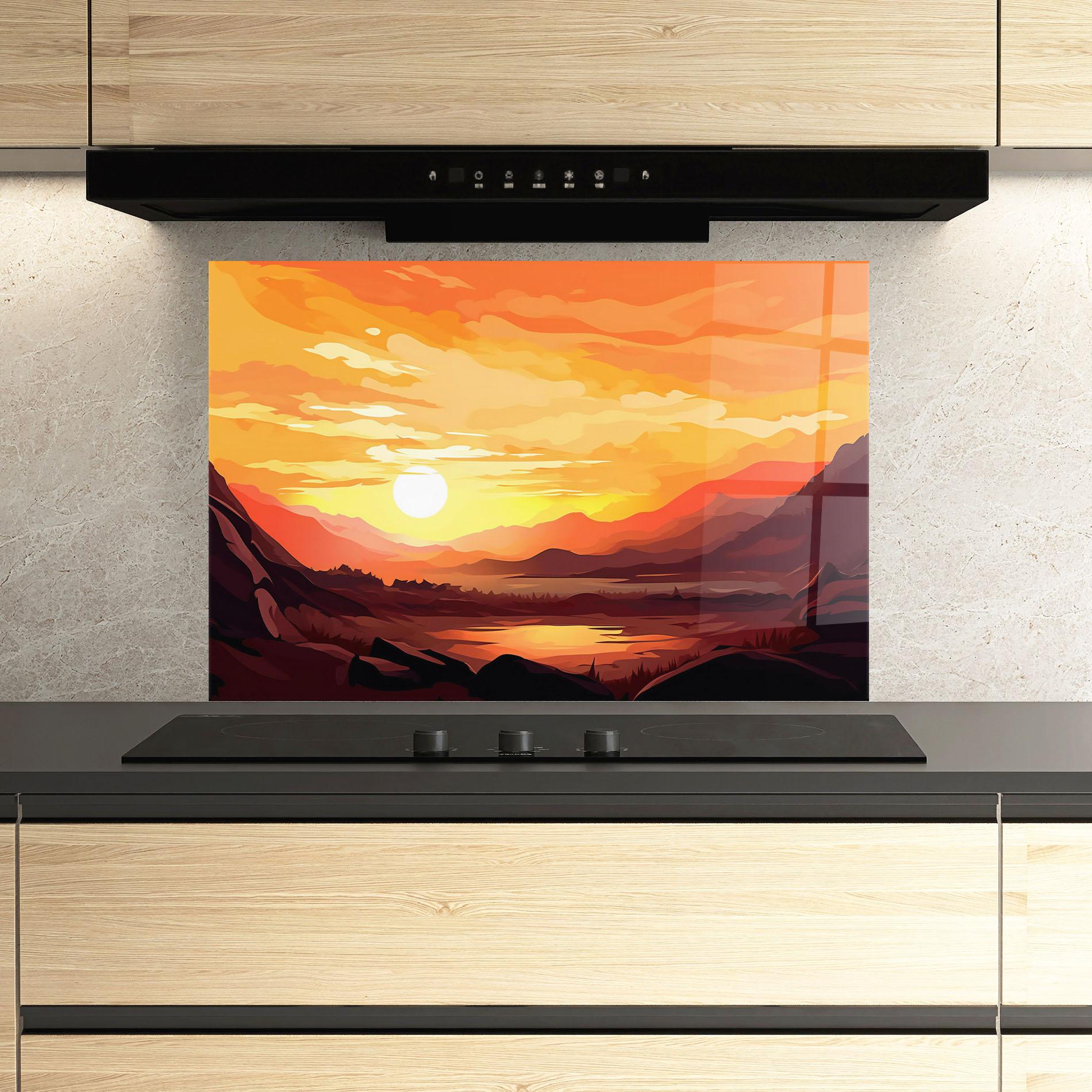 Küchenrückwand Glas Beautiful Sunset Illustration mockup 3