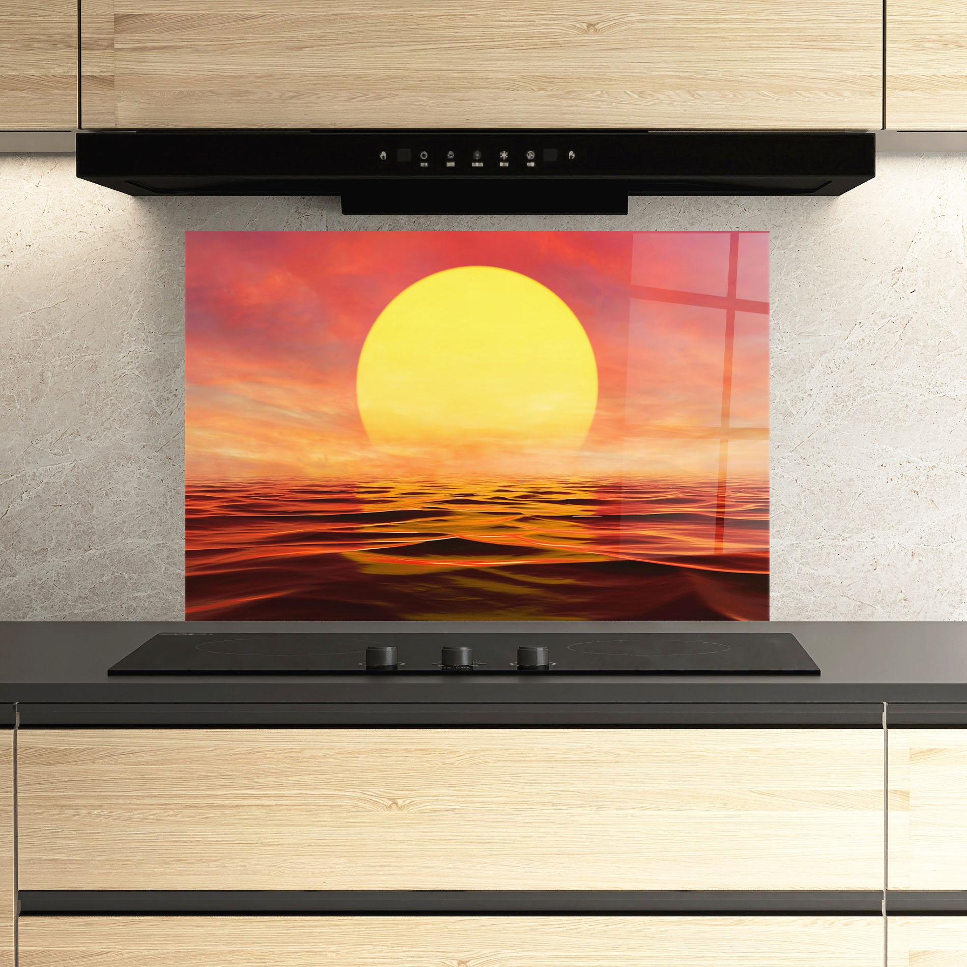 Küchenrückwand Glas Clouds Reflection Sky mockup 3