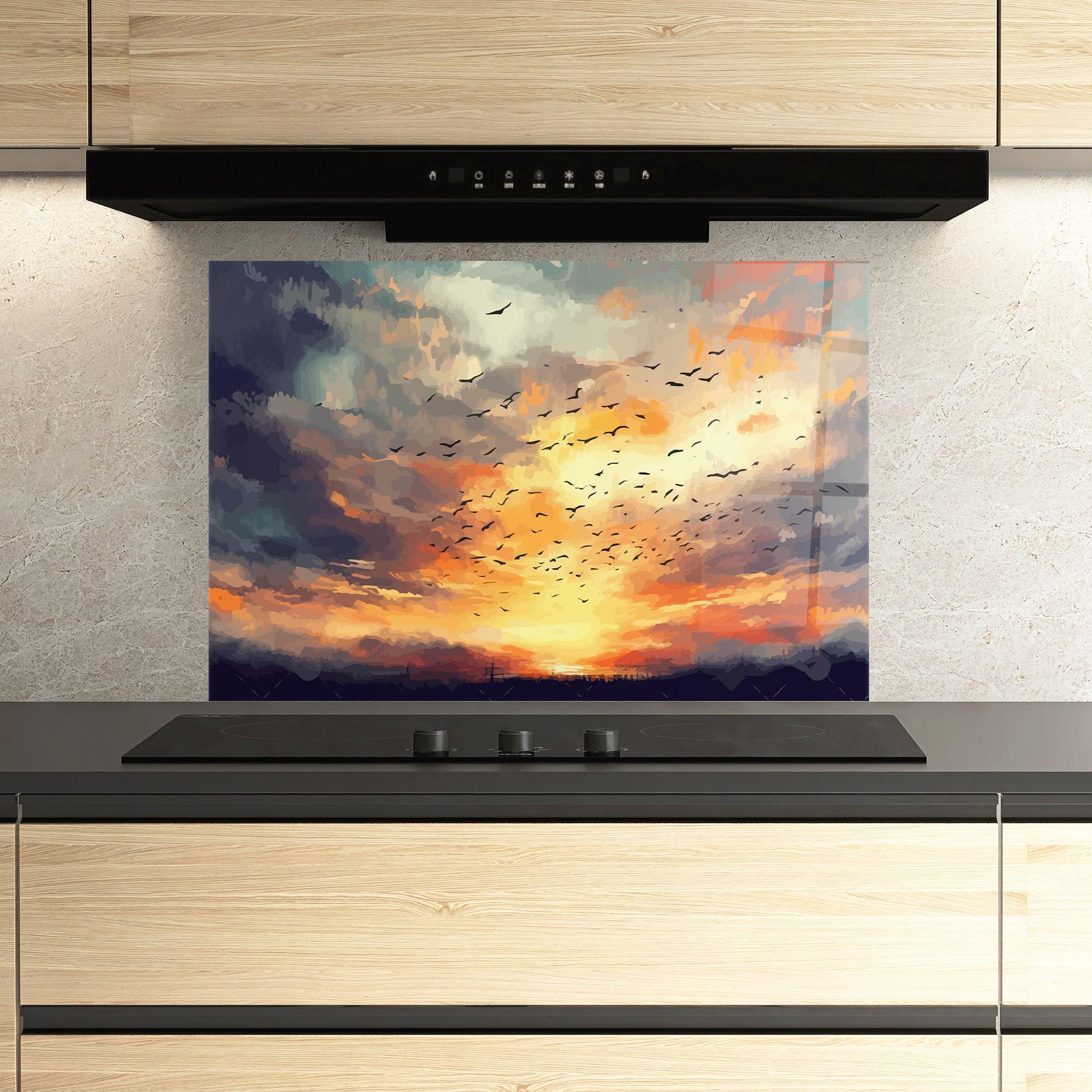 Küchenrückwand Glas Majestic Sunset mockup 3