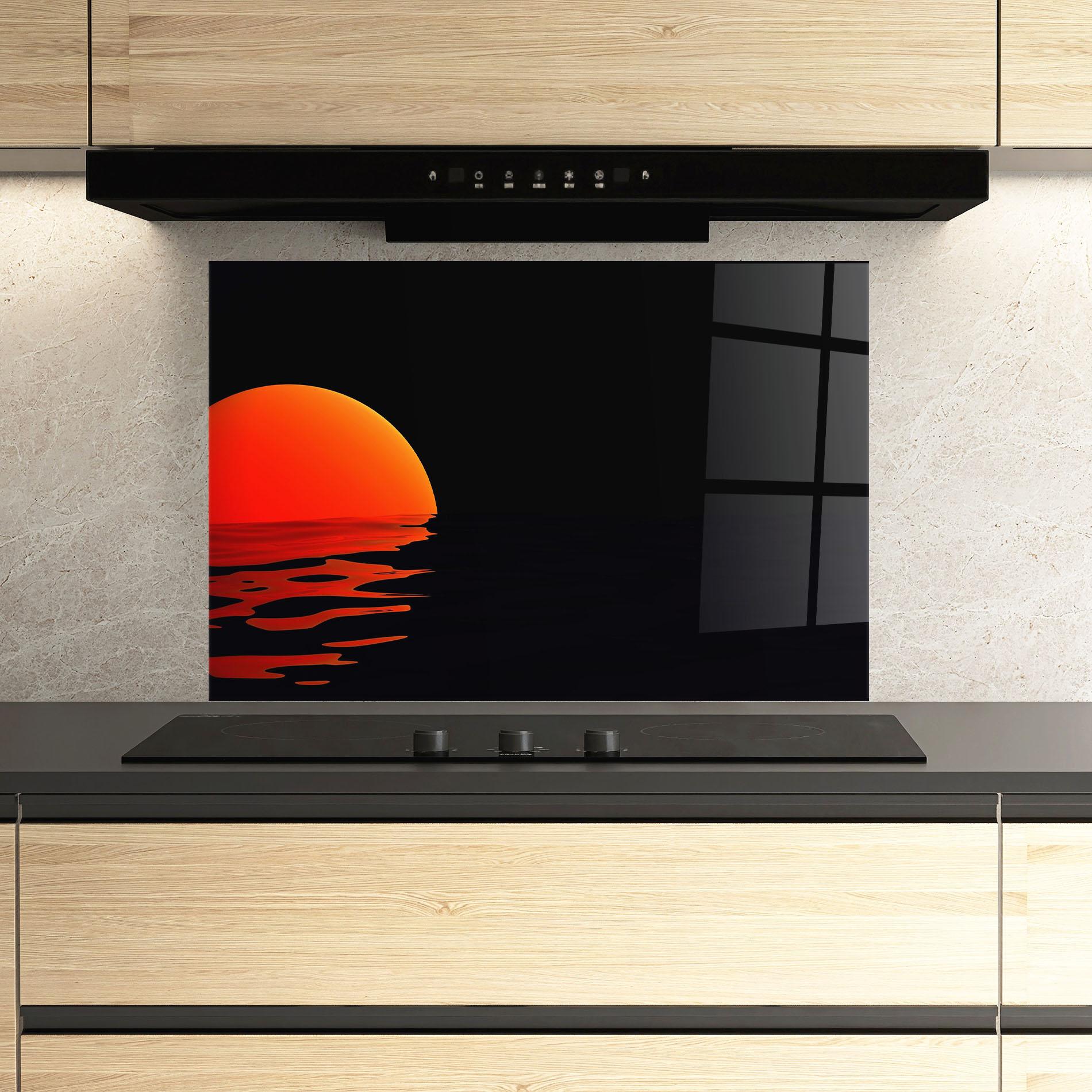 Küchenrückwand Glas Red Evening Sunset mockup 3