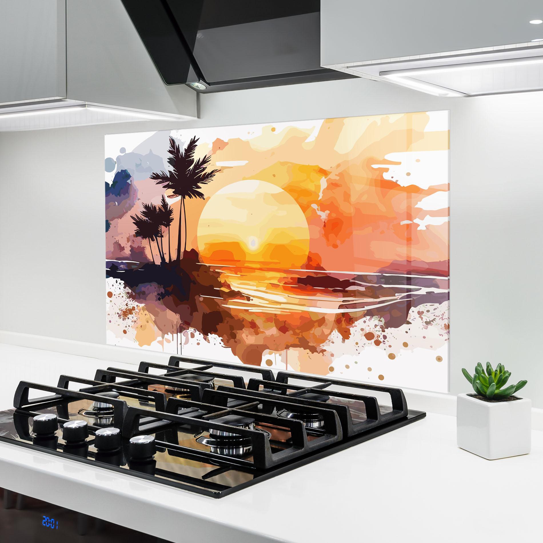 Küchenrückwand Glas Beautiful Sunrise mockup 6