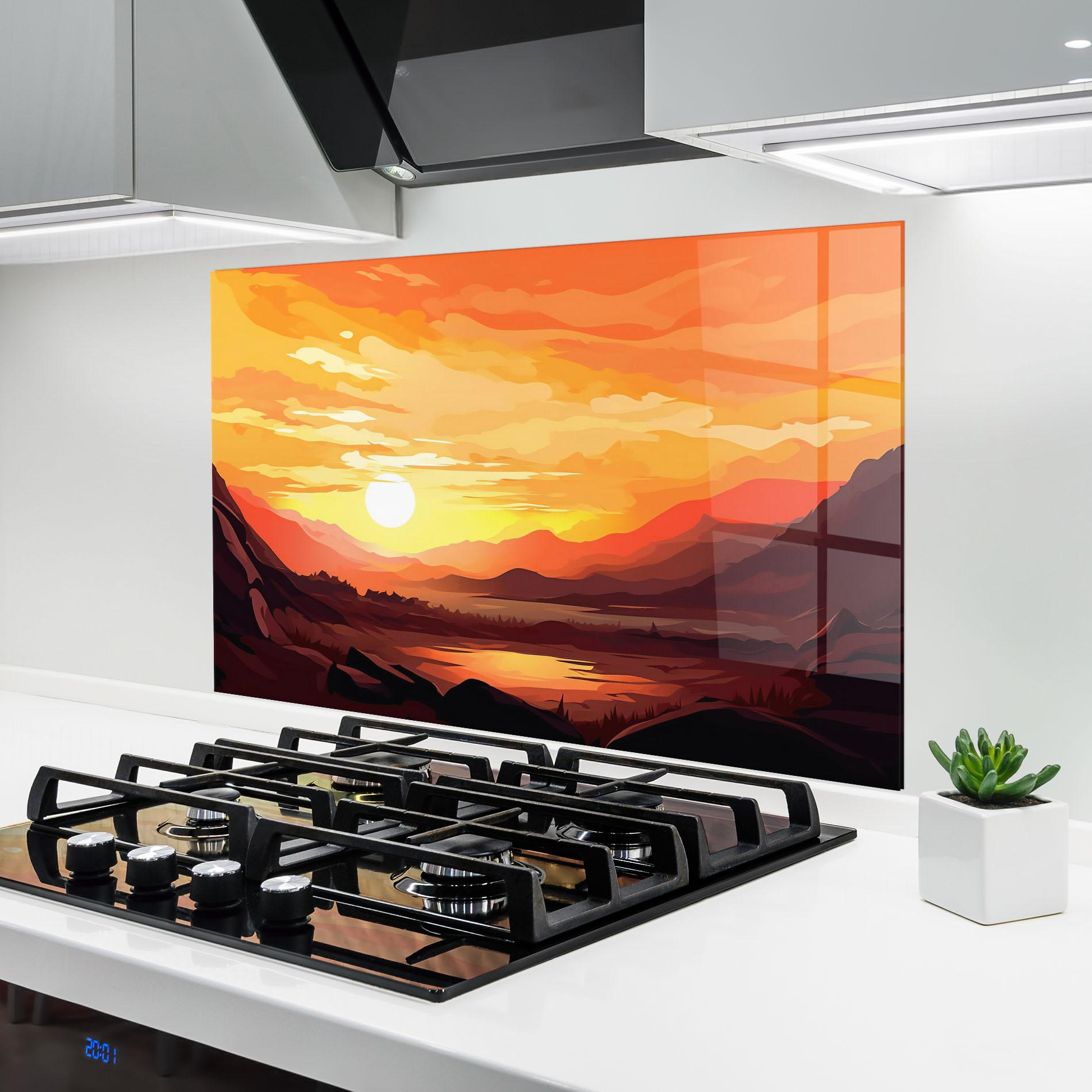 Küchenrückwand Glas Beautiful Sunset Illustration mockup 6