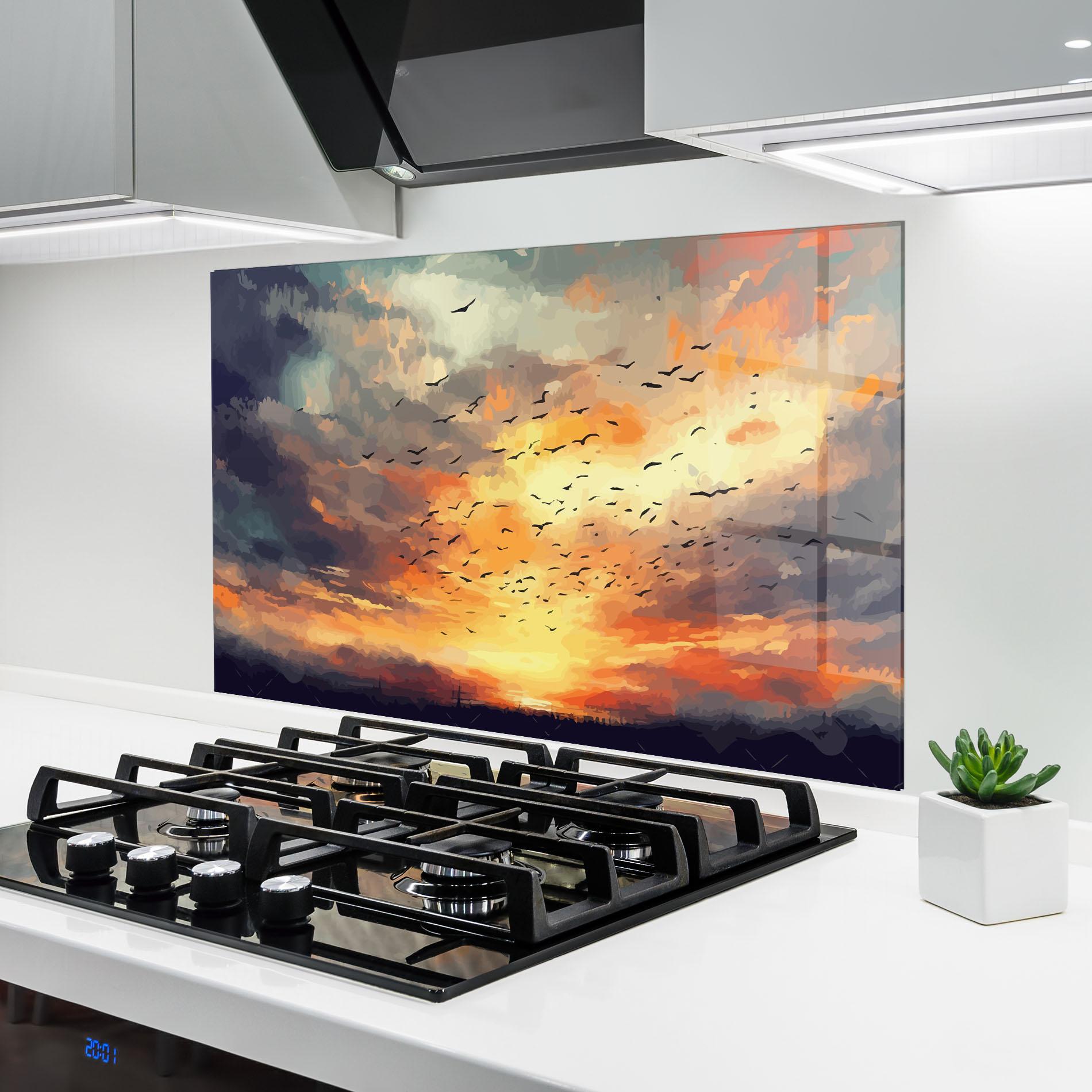 Küchenrückwand Glas Majestic Sunset mockup 6