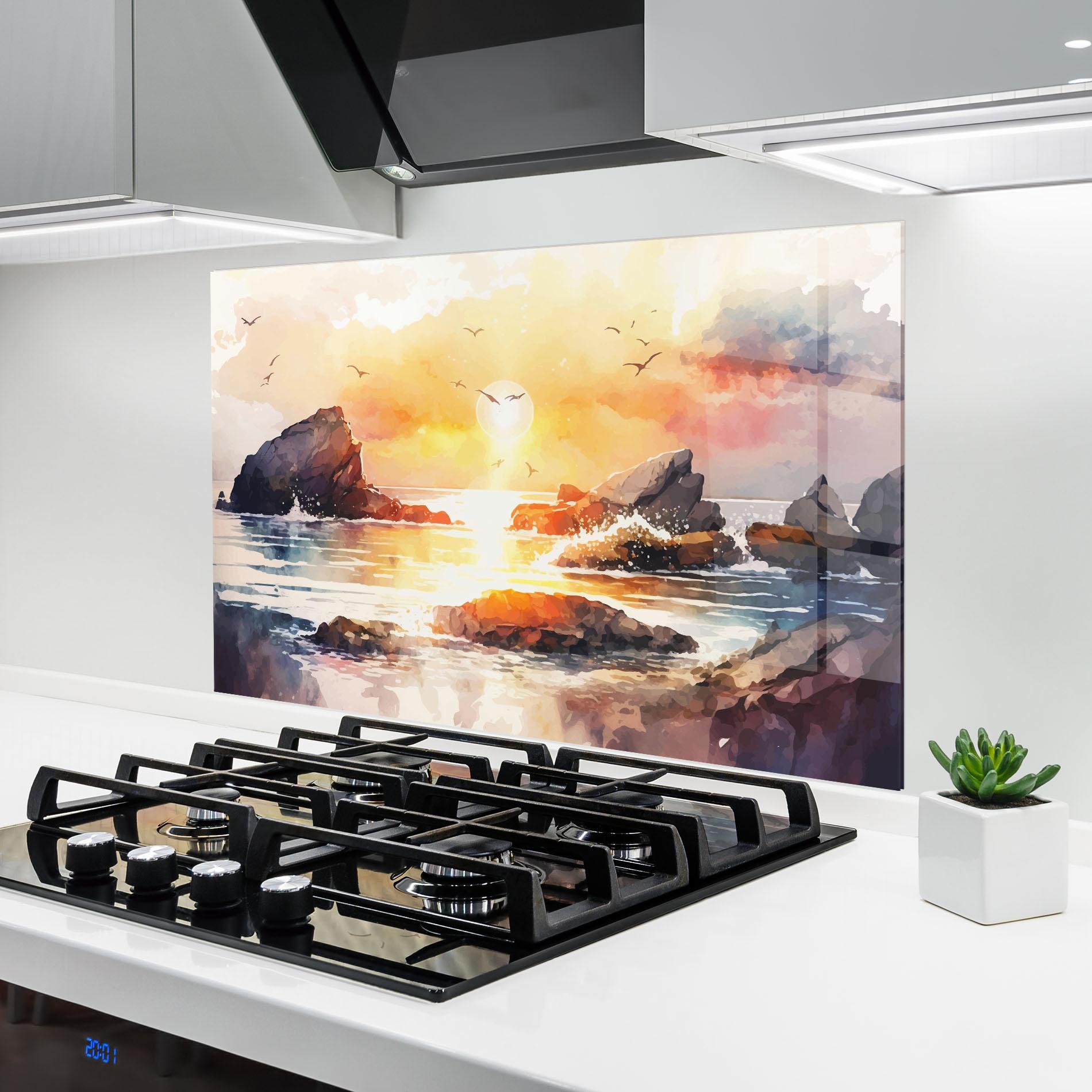 Küchenrückwand Glas Pretty Pastel Sunset mockup 6