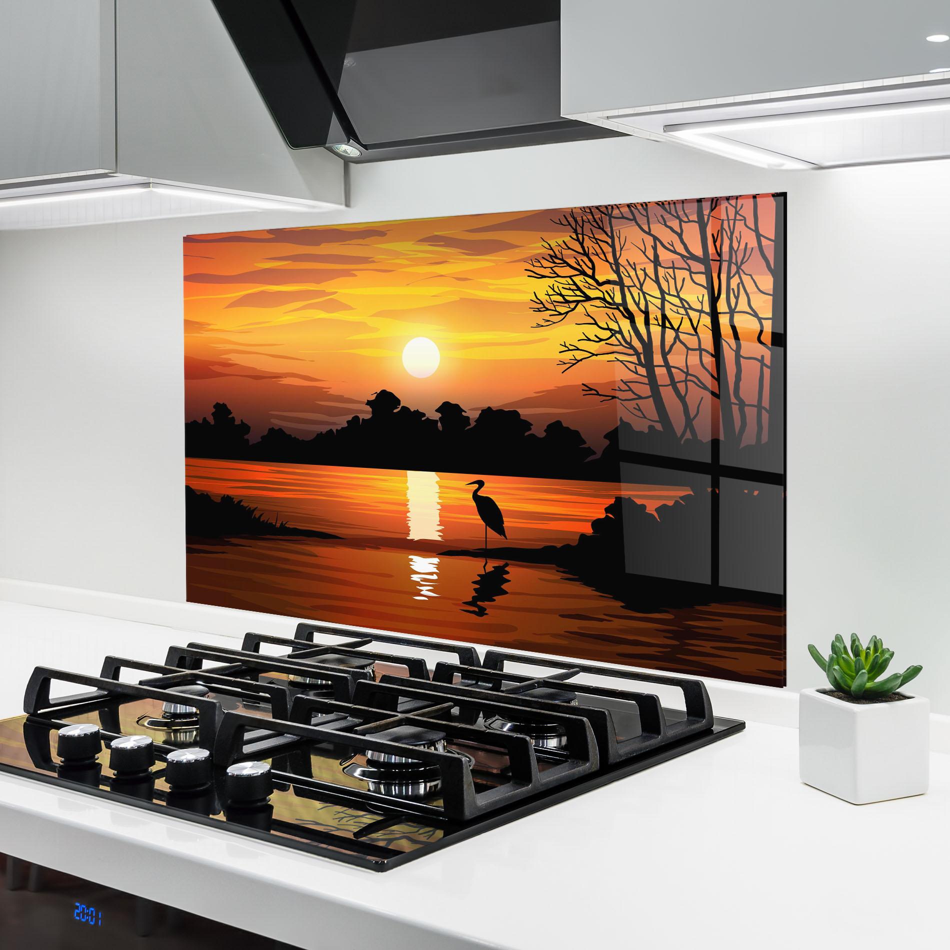 Küchenrückwand Glas Sunset Land mockup 6