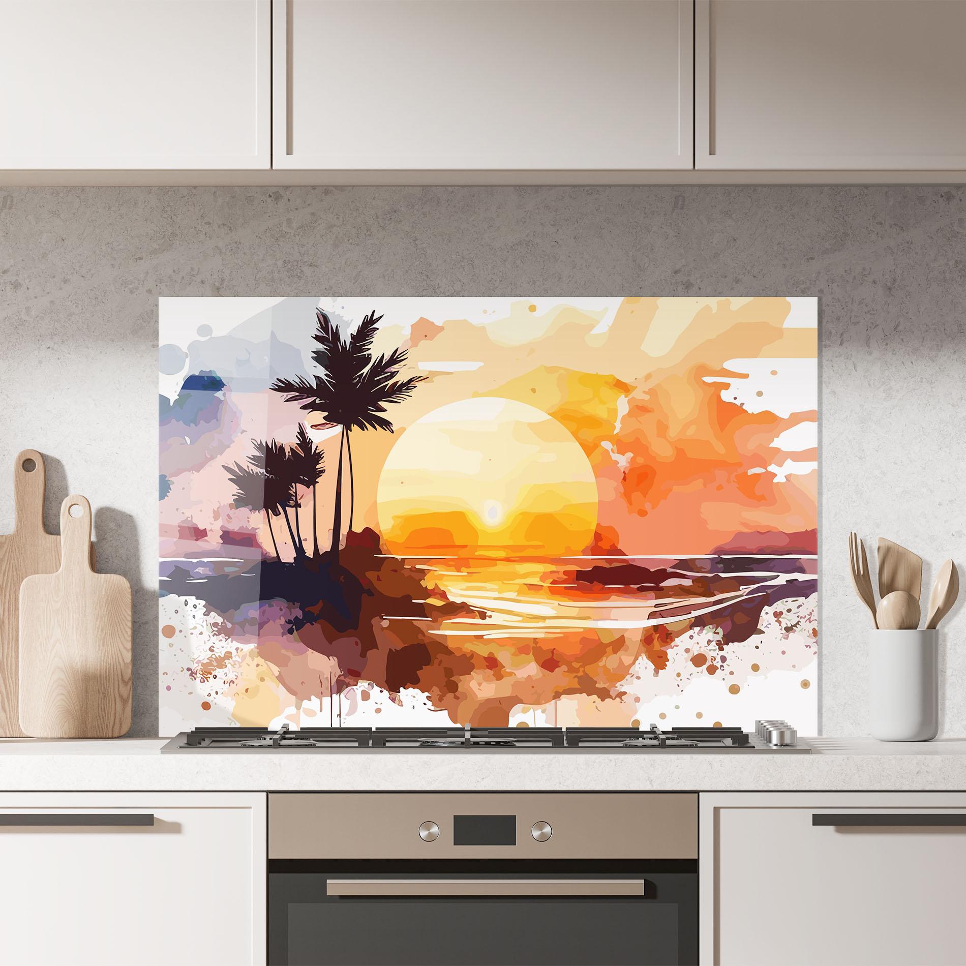 Küchenrückwand Glas Beautiful Sunrise mockup 7
