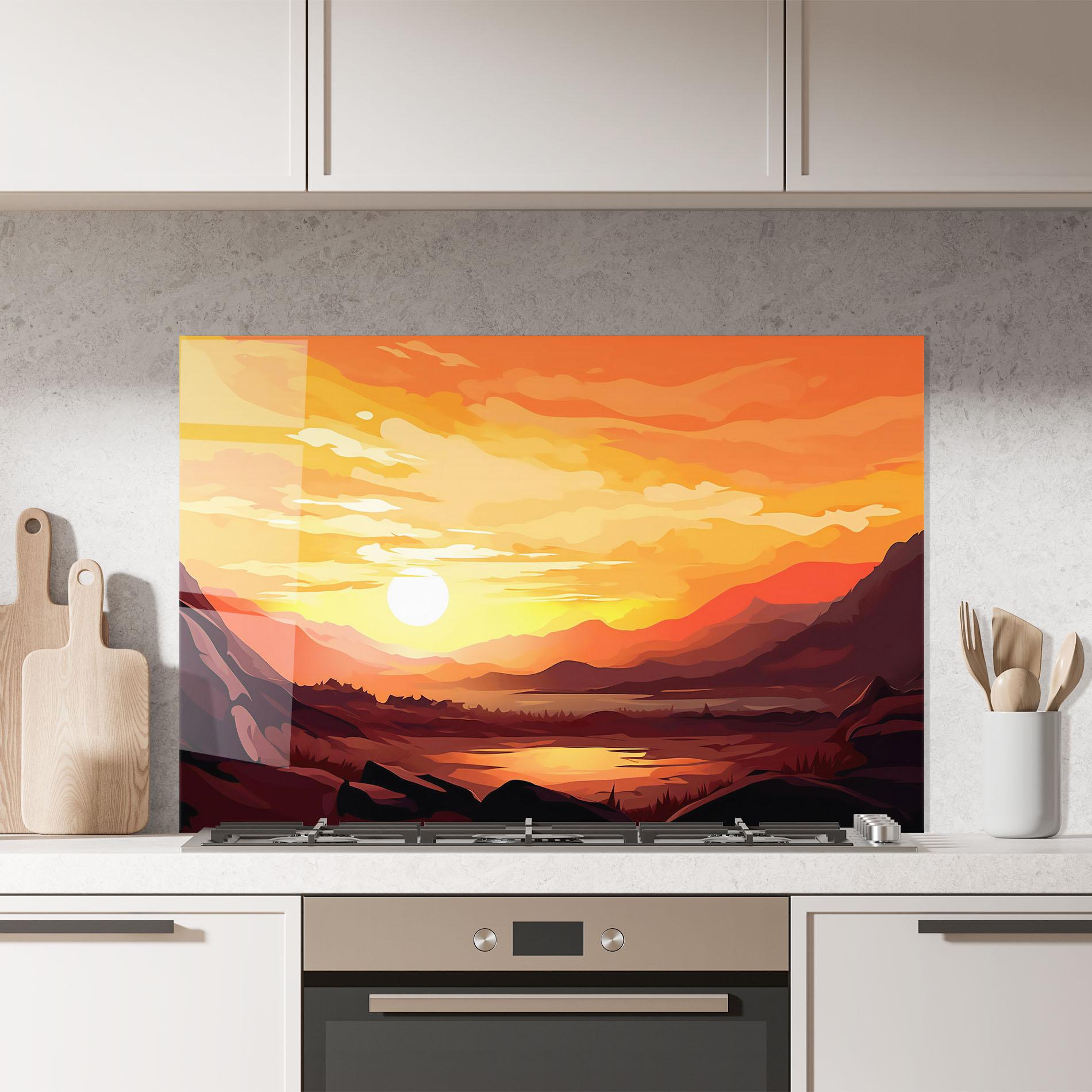 Küchenrückwand Glas Beautiful Sunset Illustration mockup 7
