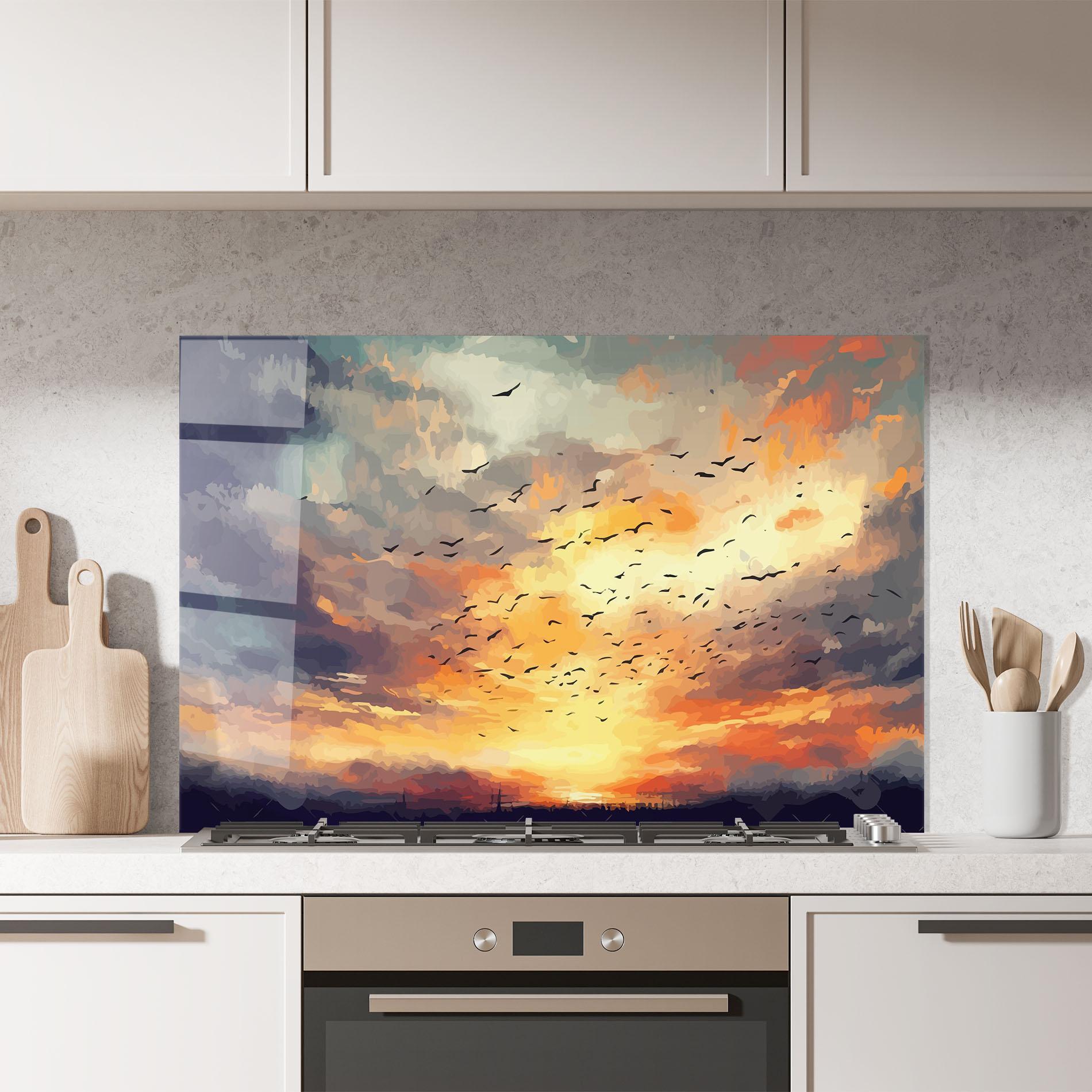 Küchenrückwand Glas Majestic Sunset mockup 7