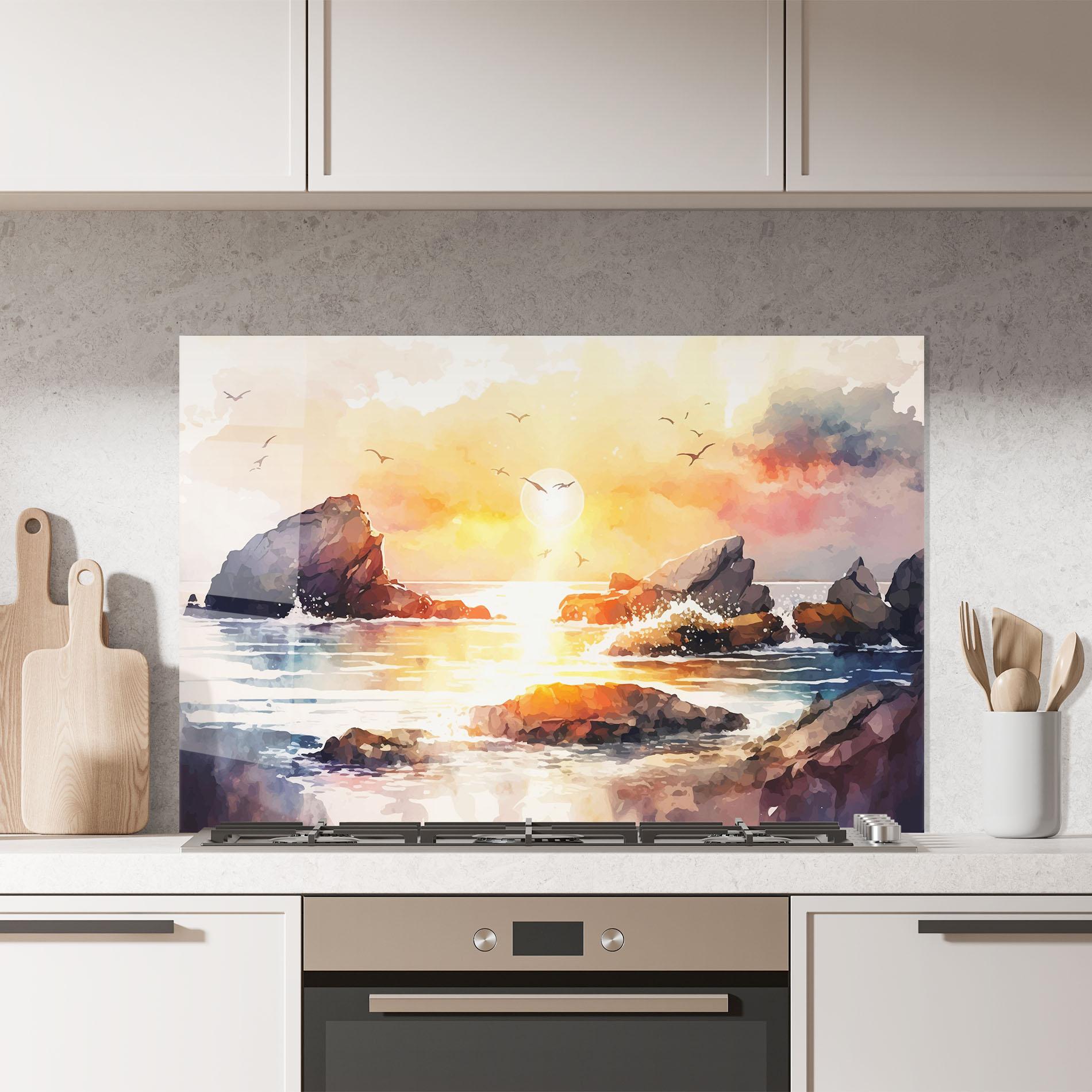 Küchenrückwand Glas Pretty Pastel Sunset mockup 7