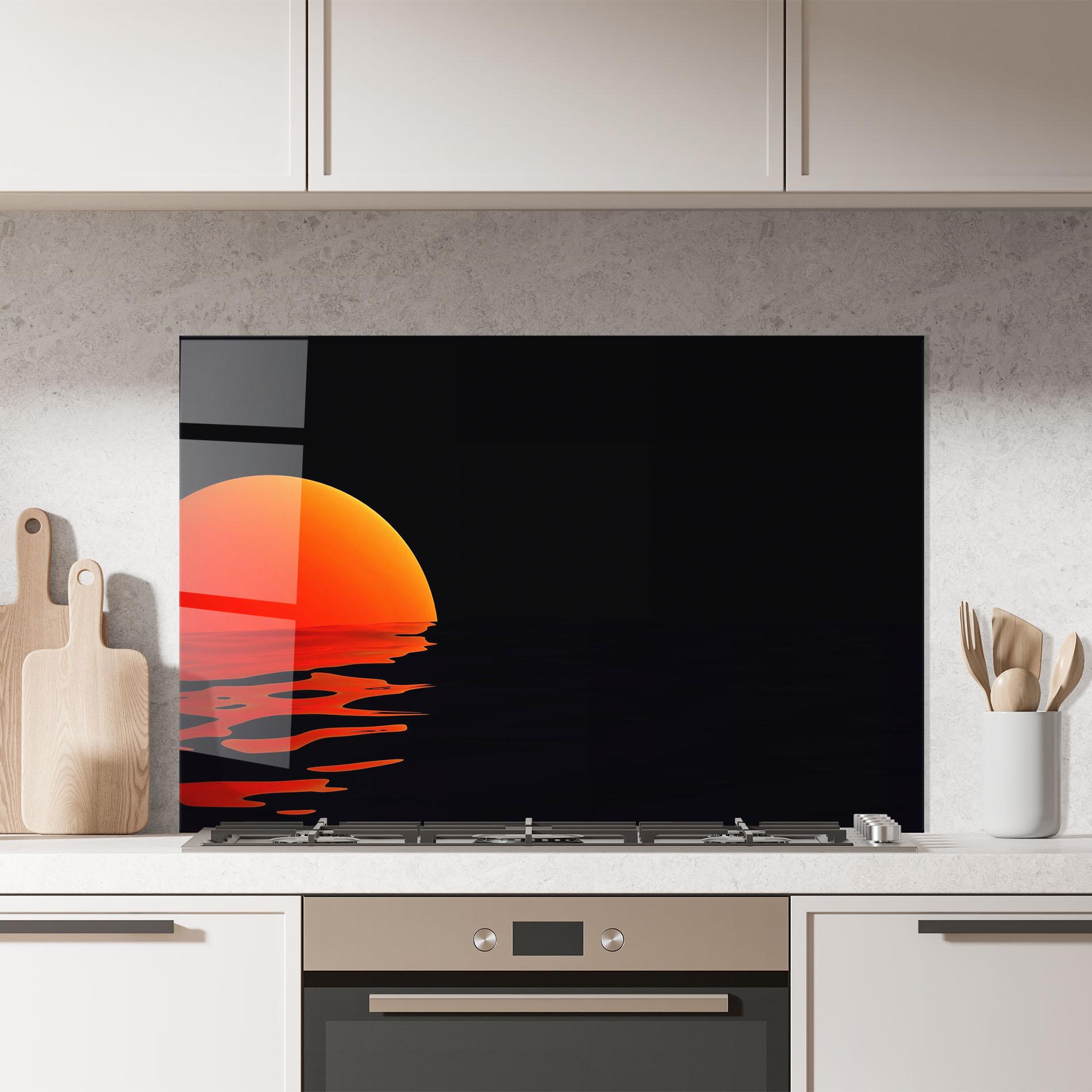 Küchenrückwand Glas Red Evening Sunset mockup 7