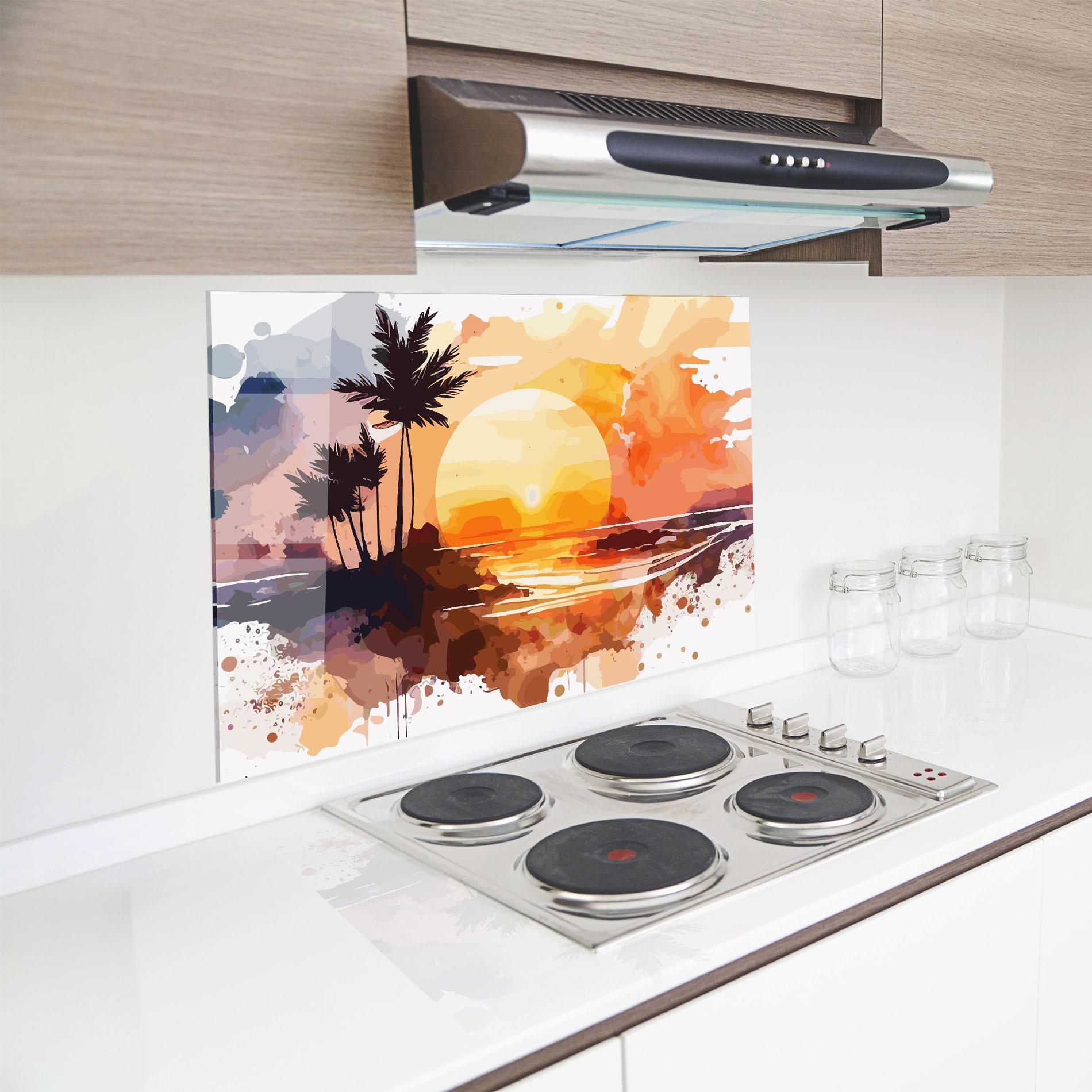 Küchenrückwand Glas Beautiful Sunrise mockup 8