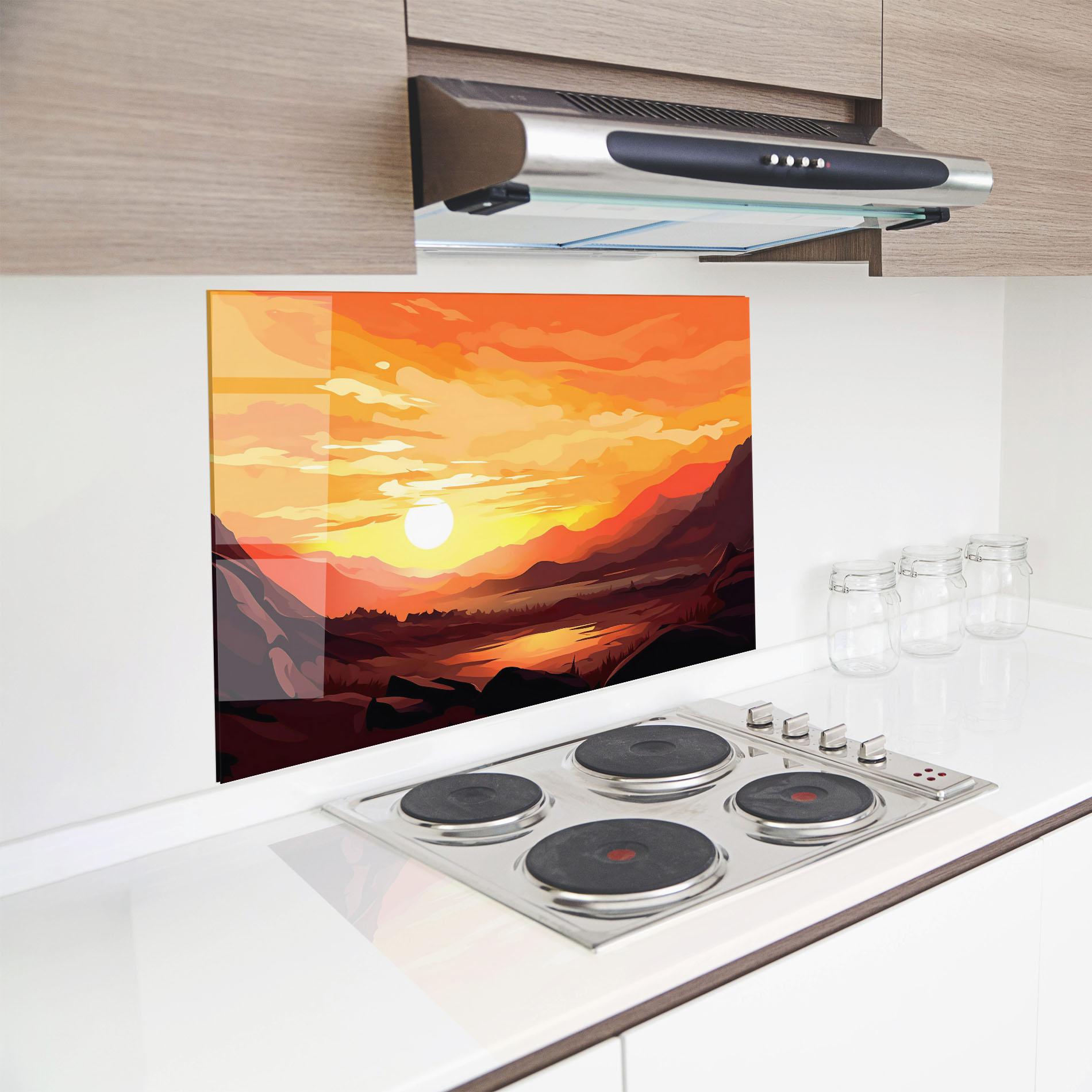 Küchenrückwand Glas Beautiful Sunset Illustration mockup 8