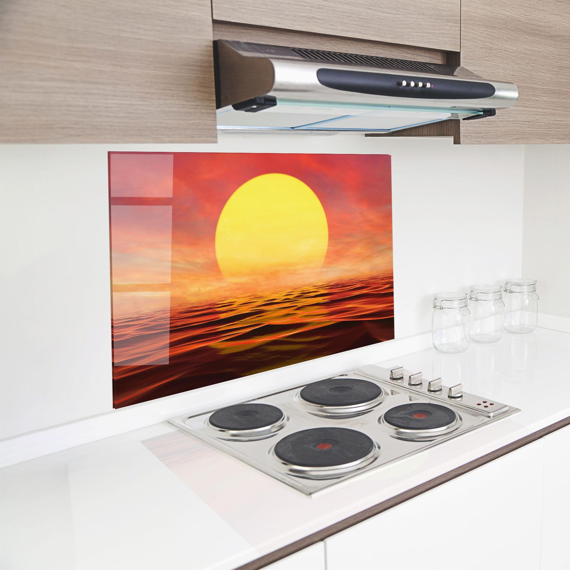 Küchenrückwand Glas Clouds Reflection Sky mockup 8