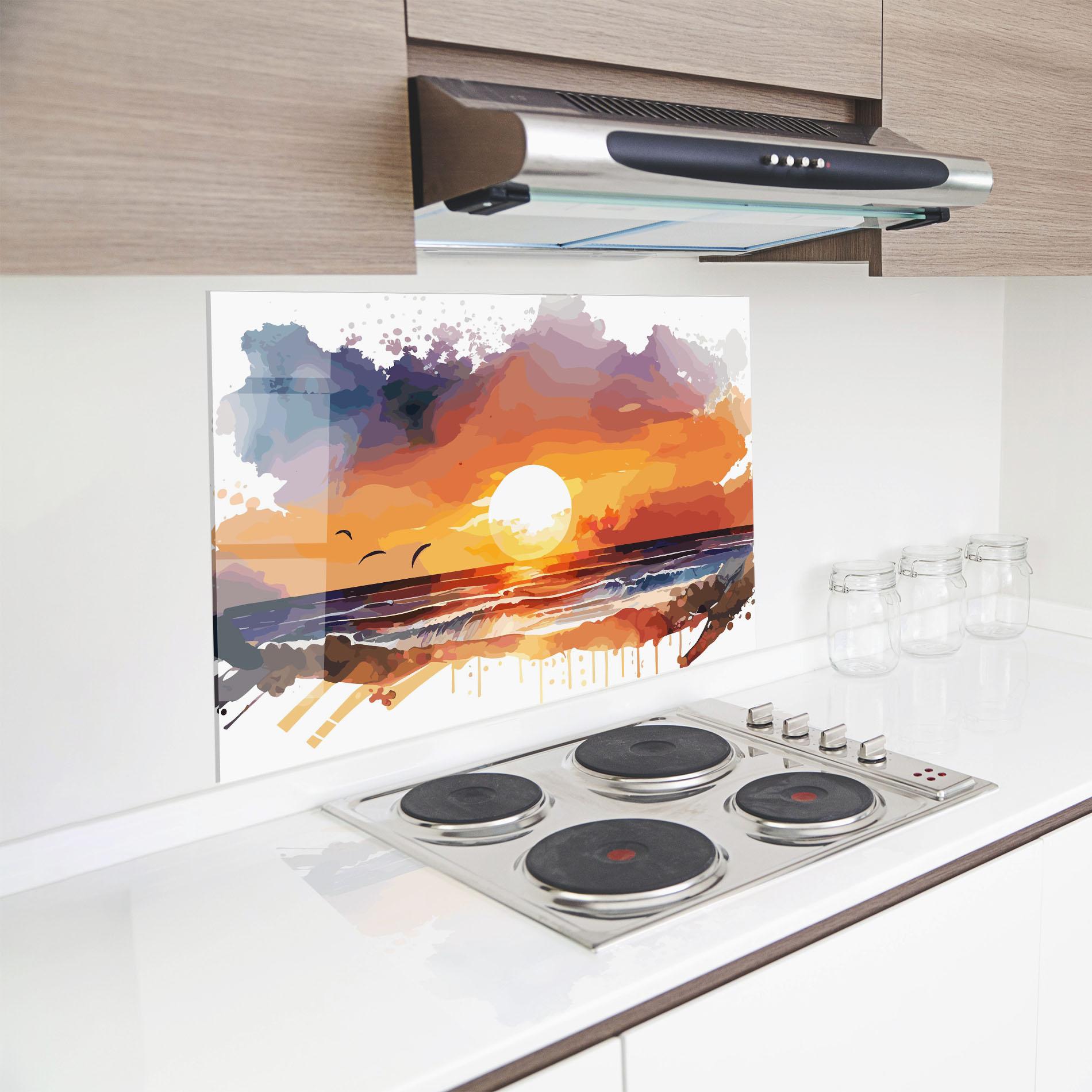 Küchenrückwand Glas Sunset Art mockup 8