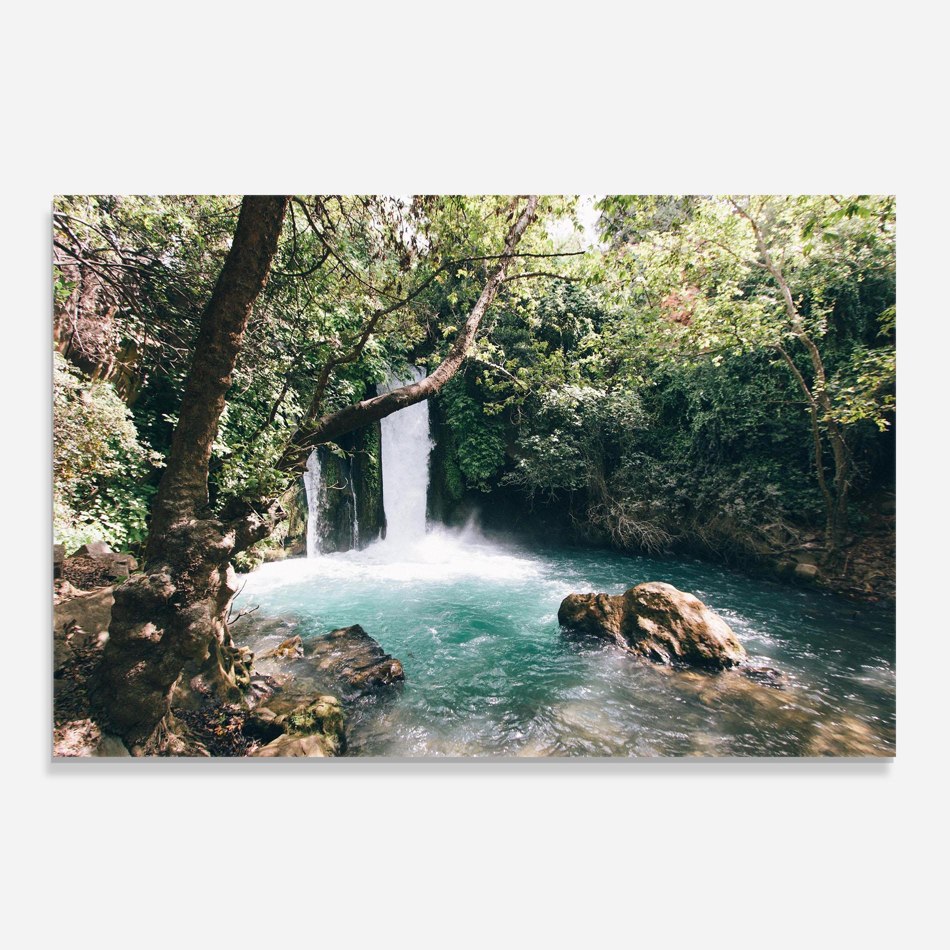 Küchenrückwand Glas Beautiful Blue Waterfall mockup 0