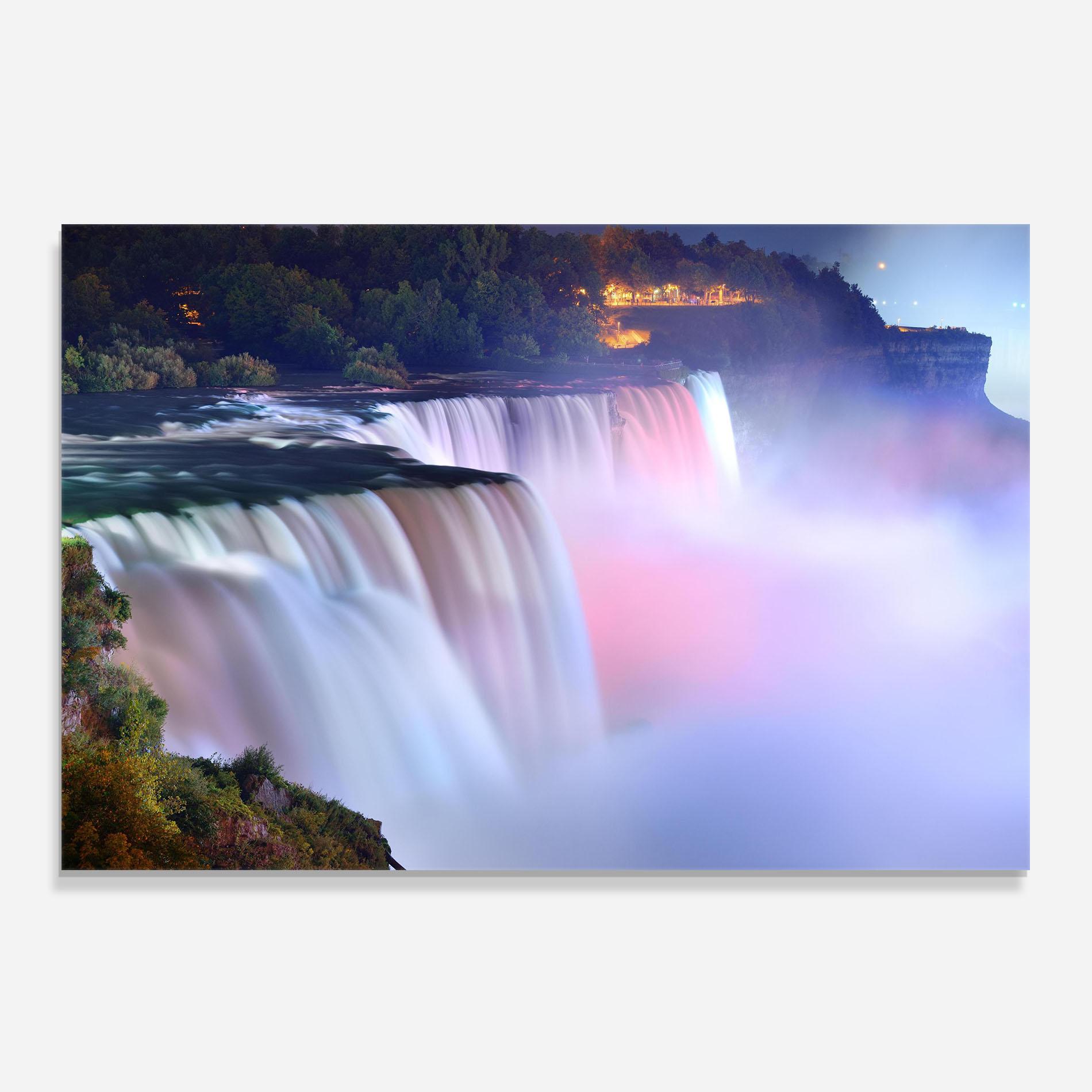 Küchenrückwand Glas Dreamy Purple Waterfall mockup 0