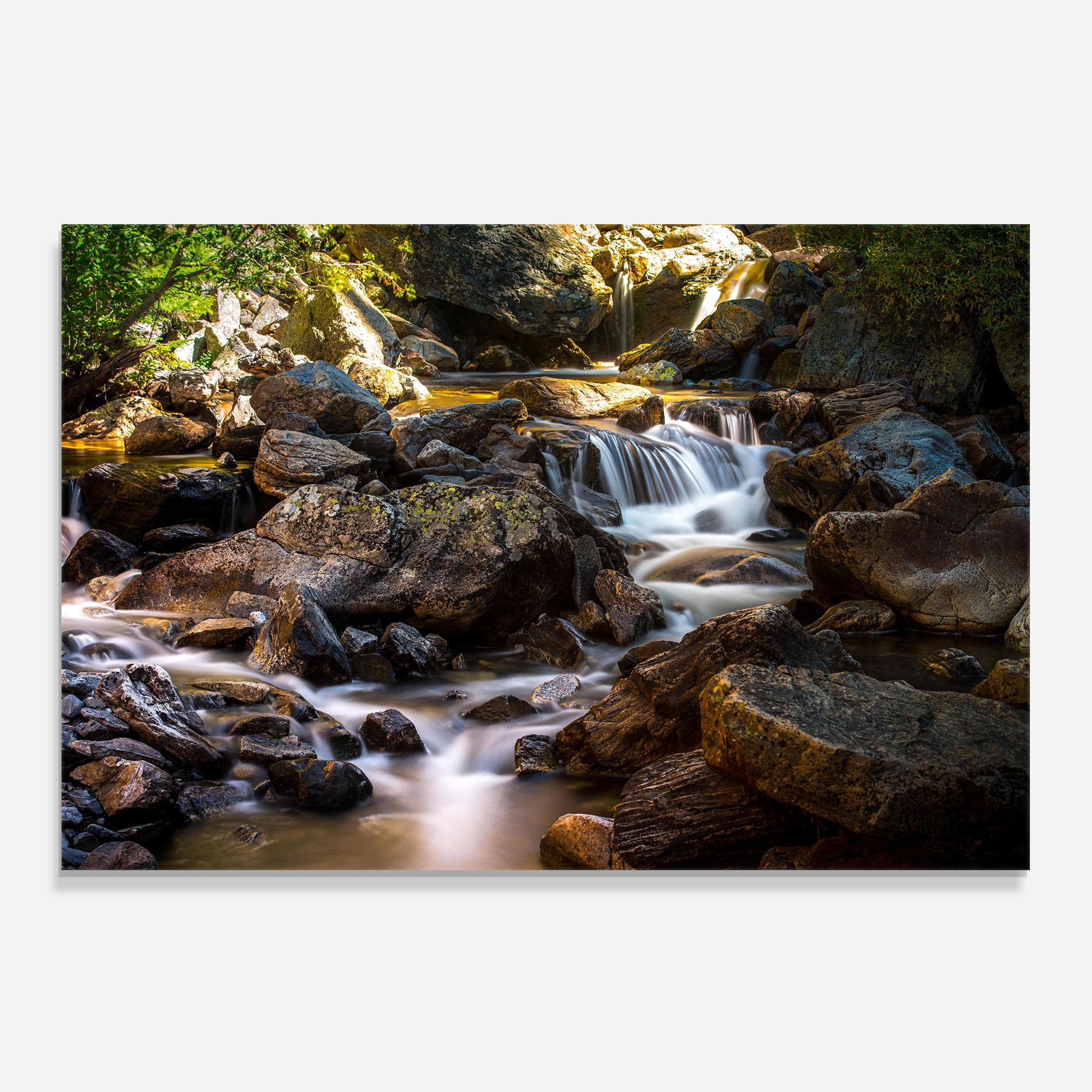 Küchenrückwand Glas Nature Rocks Waterfall mockup 0