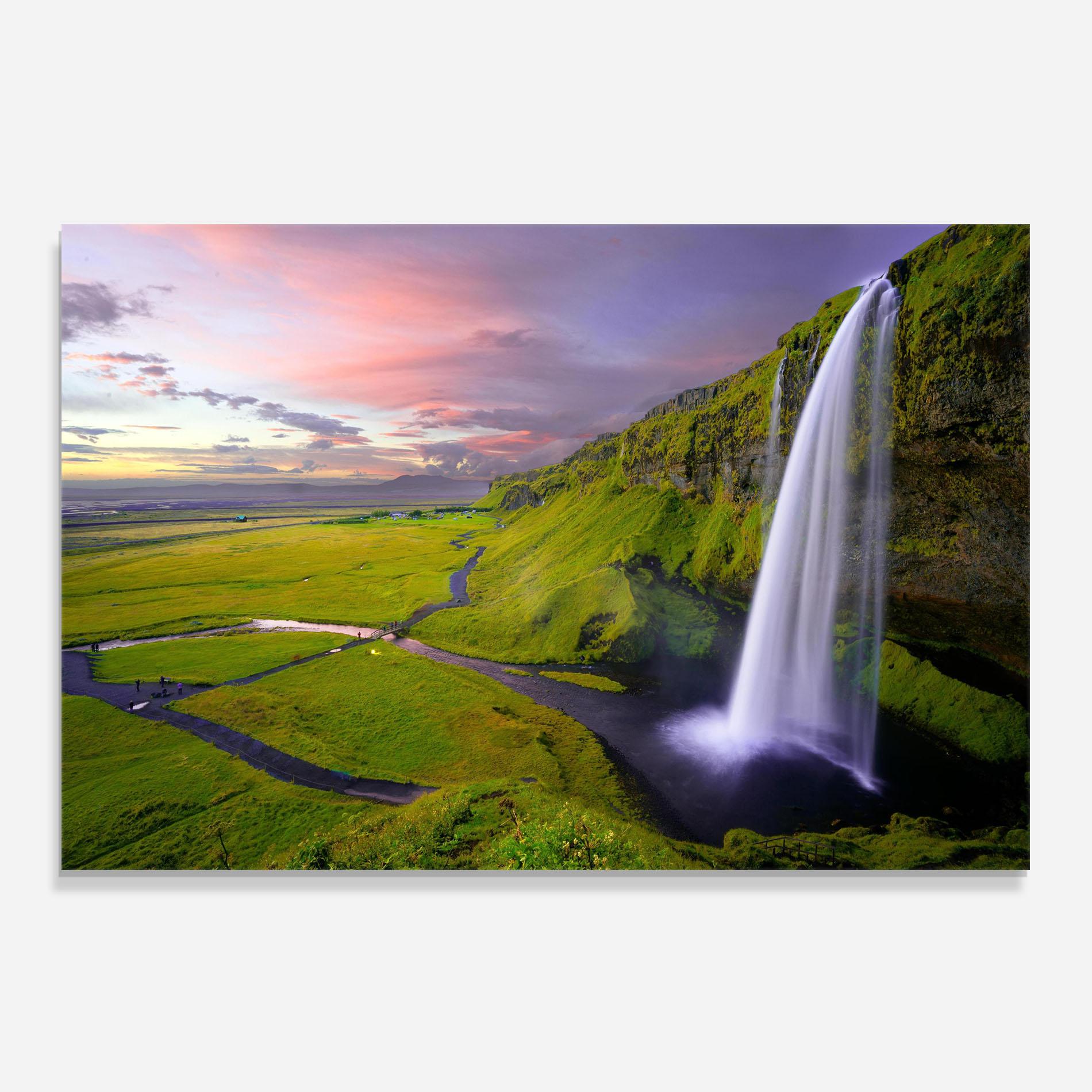 Küchenrückwand Glas Pink Wky Waterfall mockup 0