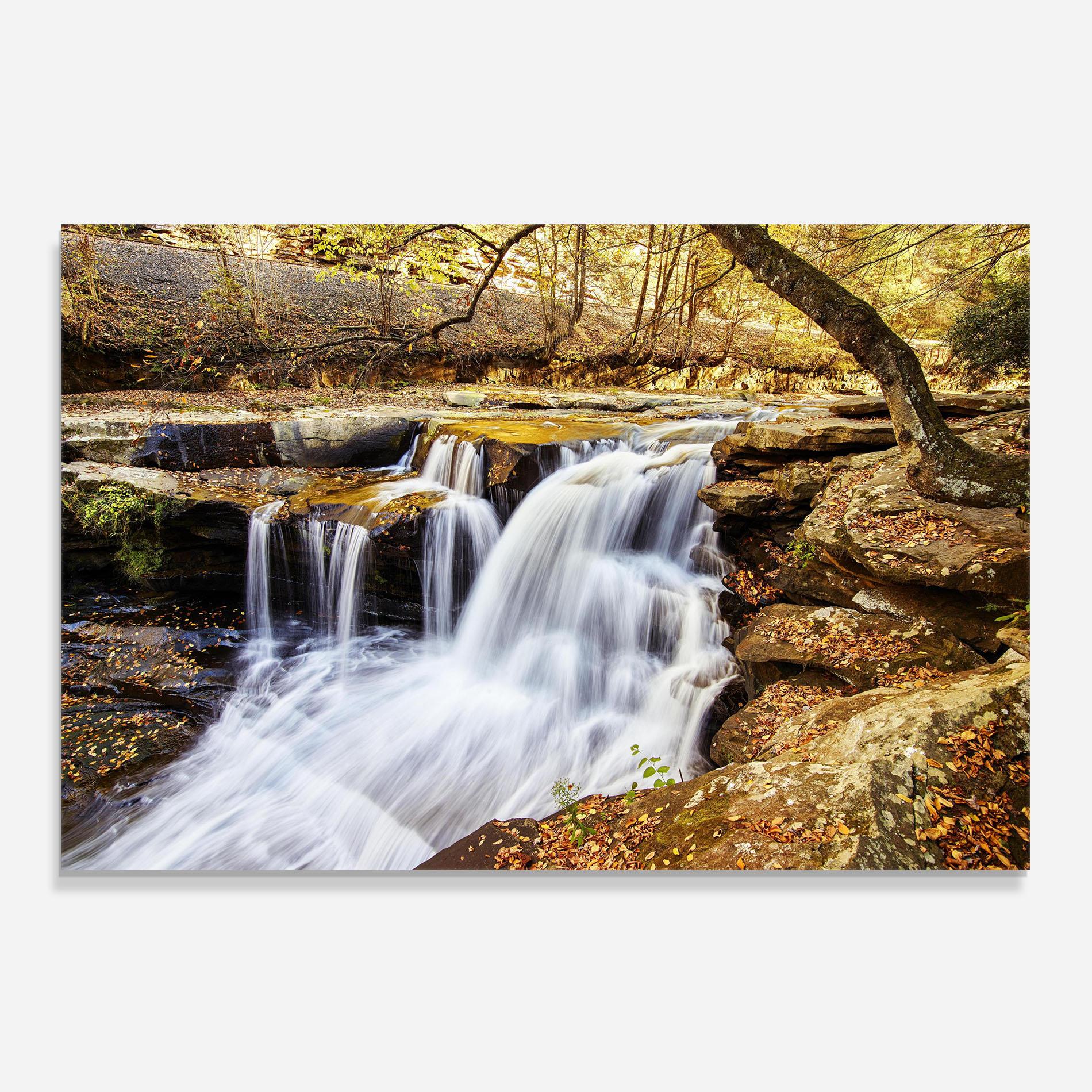 Küchenrückwand Glas Pretty Autumn Waterfall mockup 0