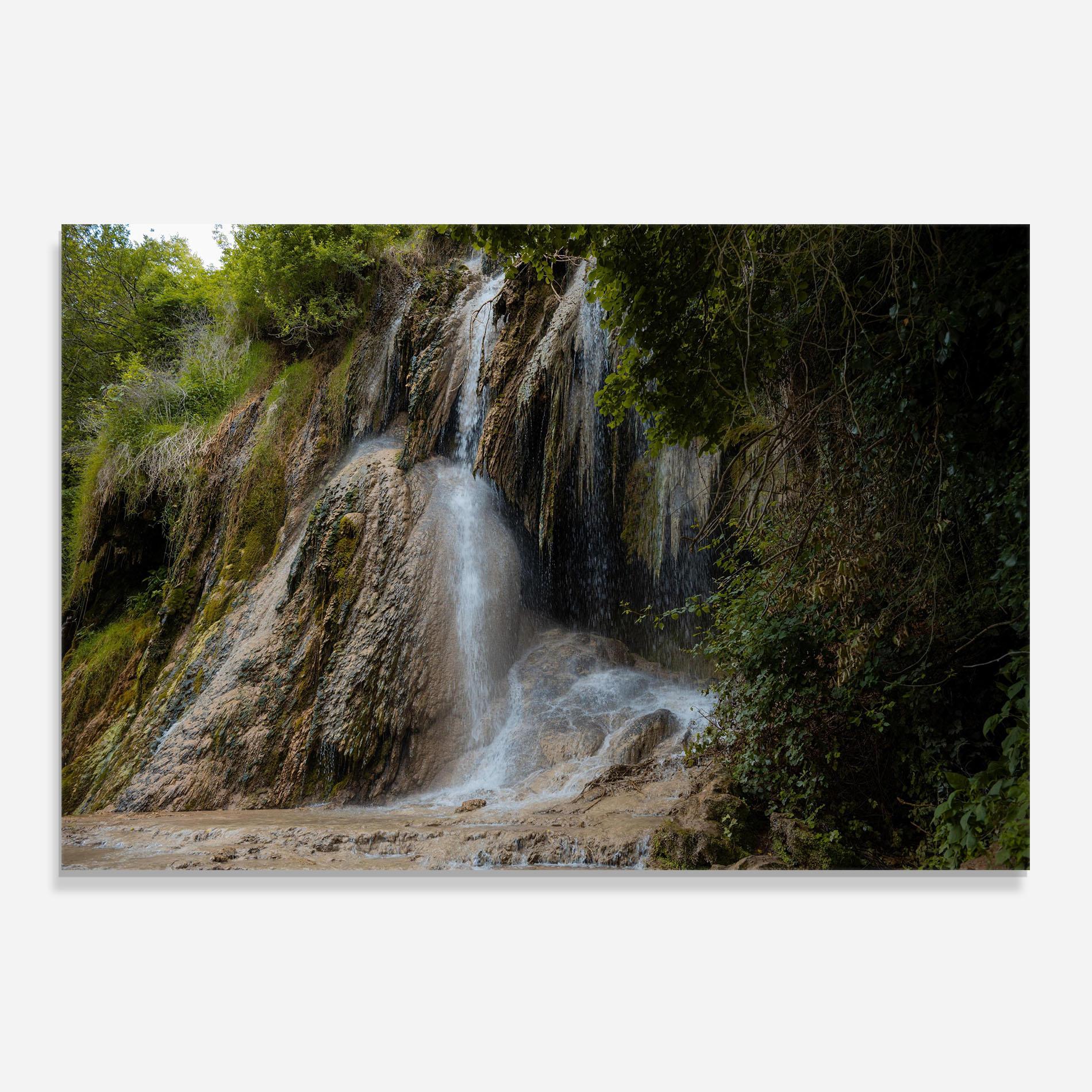 Küchenrückwand Glas Pretty Waterfall Forest mockup 0
