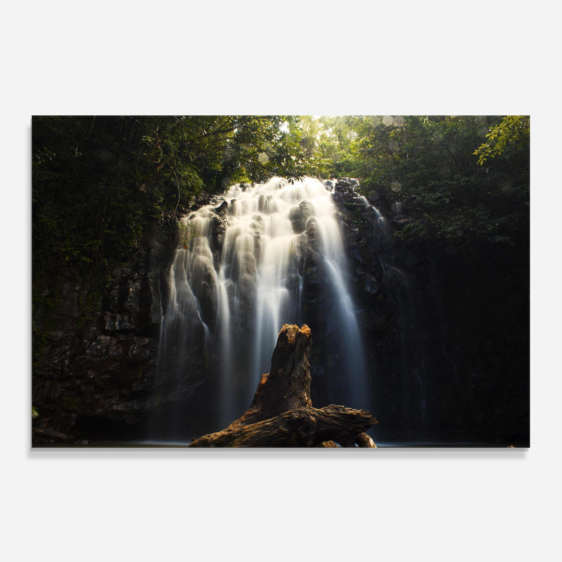 Küchenrückwand Glas Tree Log Waterfall mockup 0