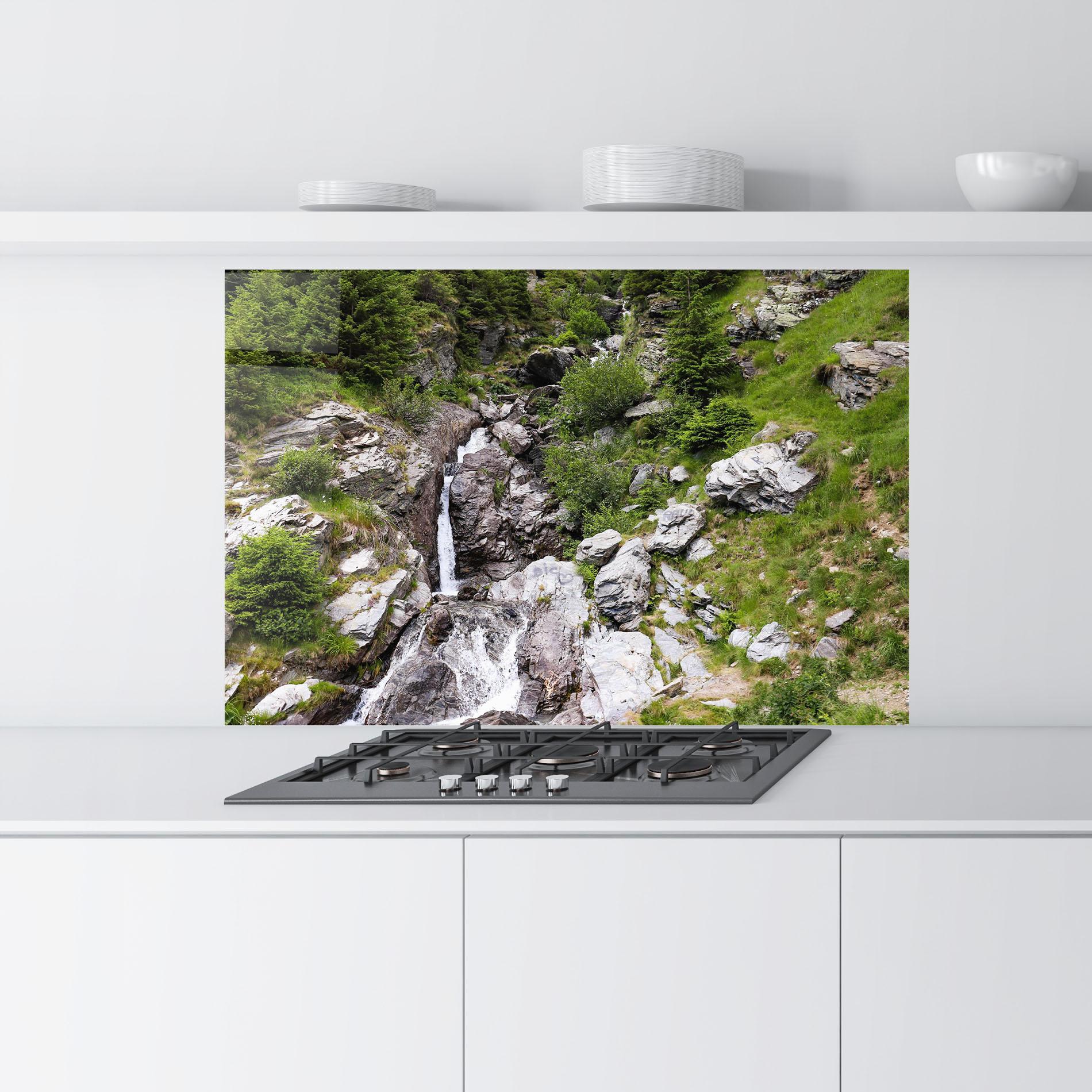 Küchenrückwand Glas Small Waterfall mockup 9