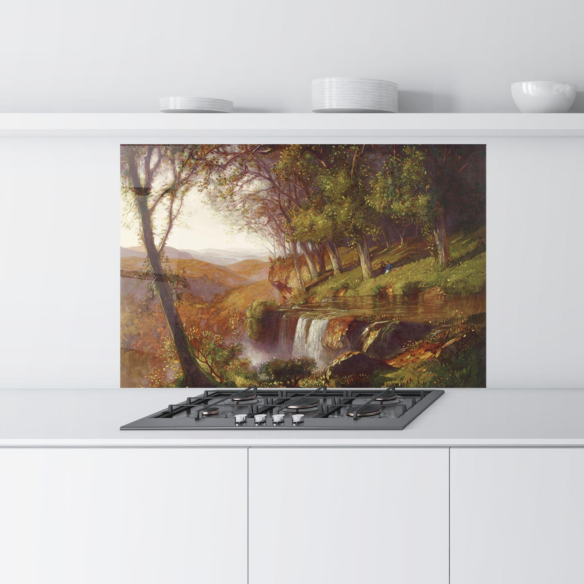 Küchenrückwand Glas Waterfall Painting mockup 9