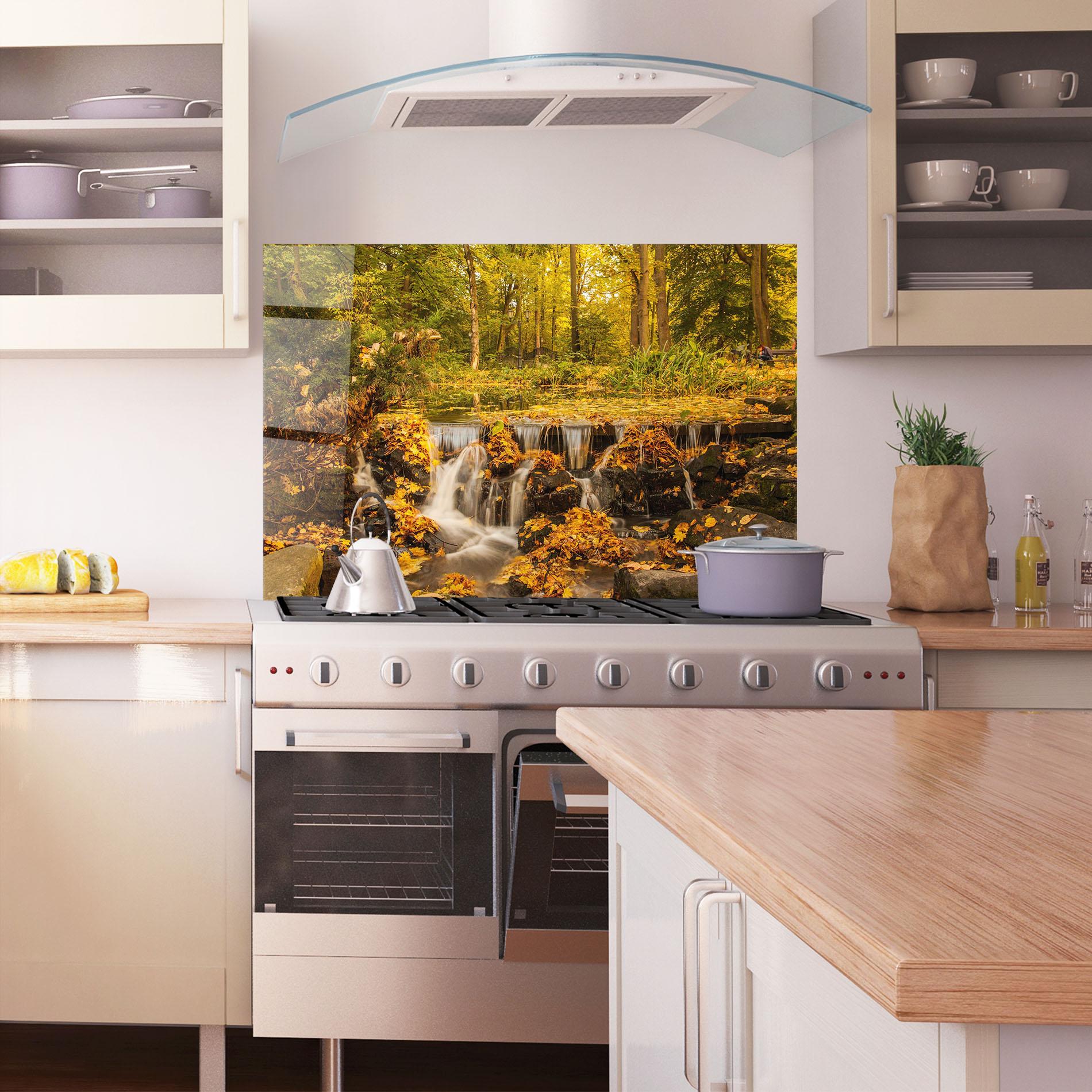 Küchenrückwand Glas Autumn Pretty Waterfall mockup 1