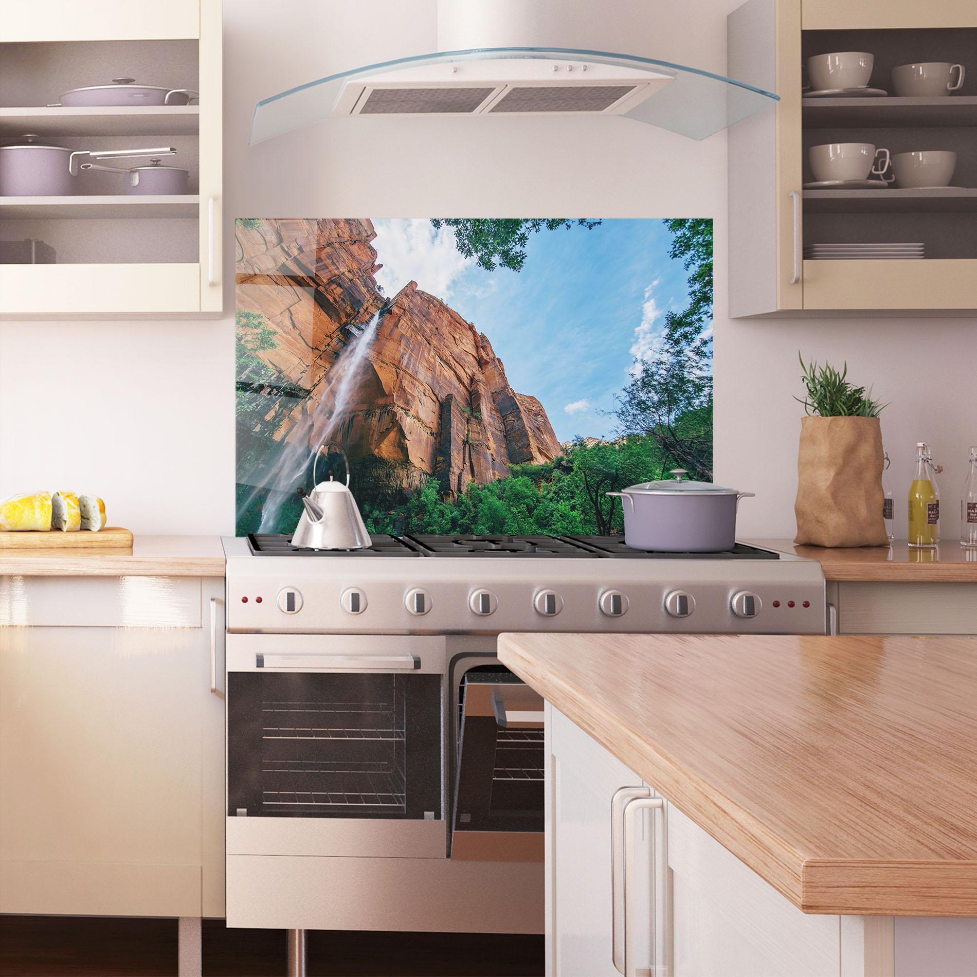 Küchenrückwand Glas Nature Pretty Waterfall mockup 1