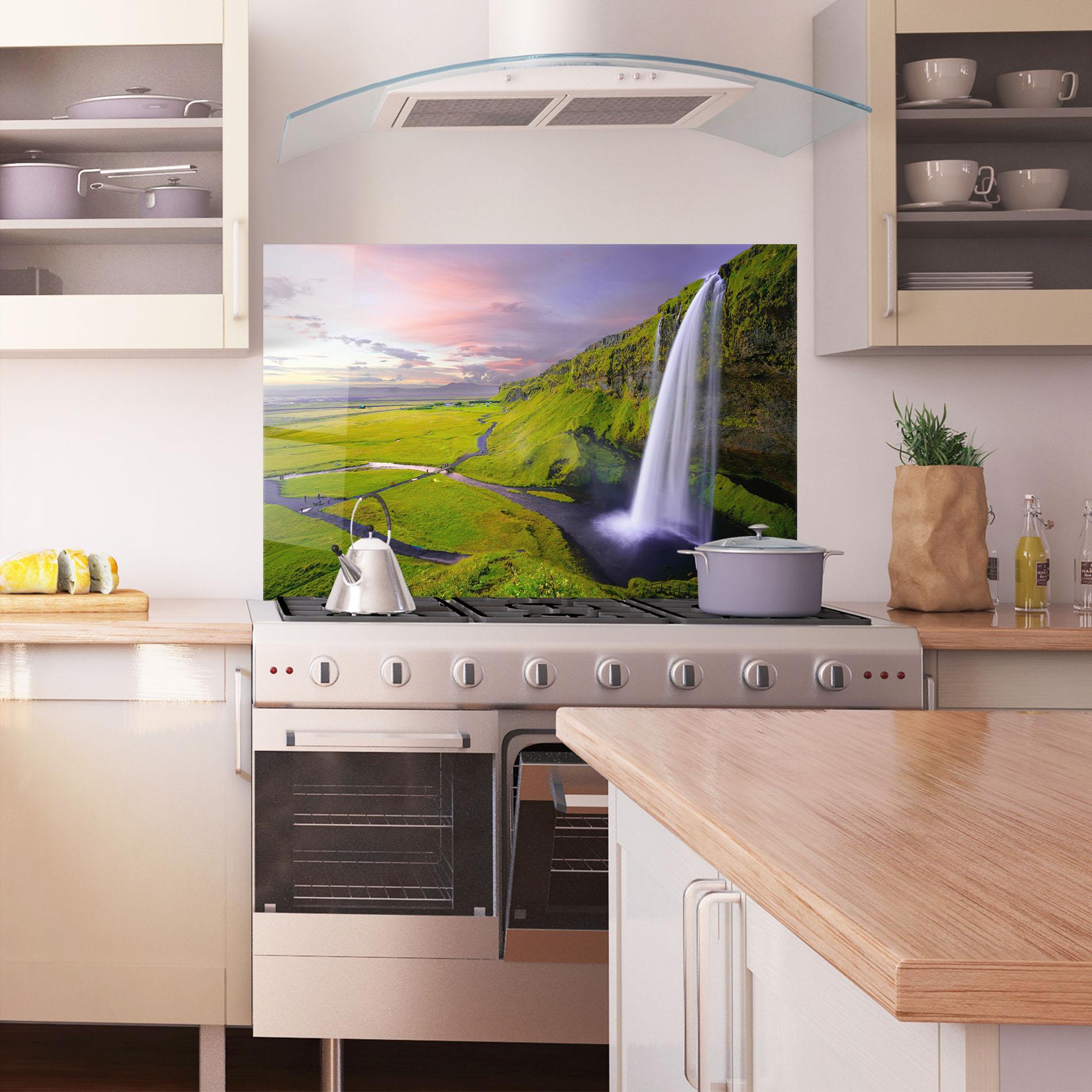 Küchenrückwand Glas Pink Wky Waterfall mockup 1