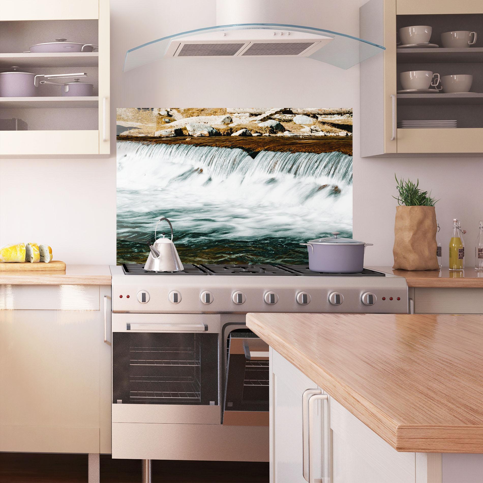 Küchenrückwand Glas Small Pretty Waterfall mockup 1