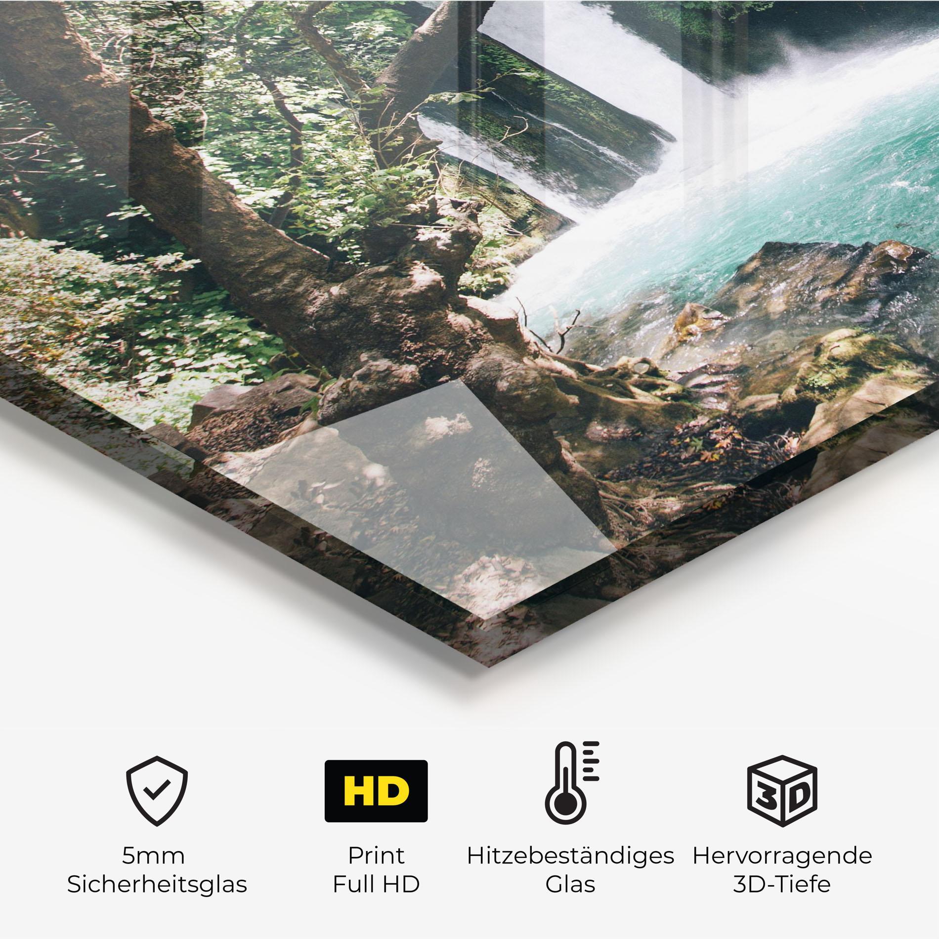 Küchenrückwand Glas Beautiful Blue Waterfall mockup 2