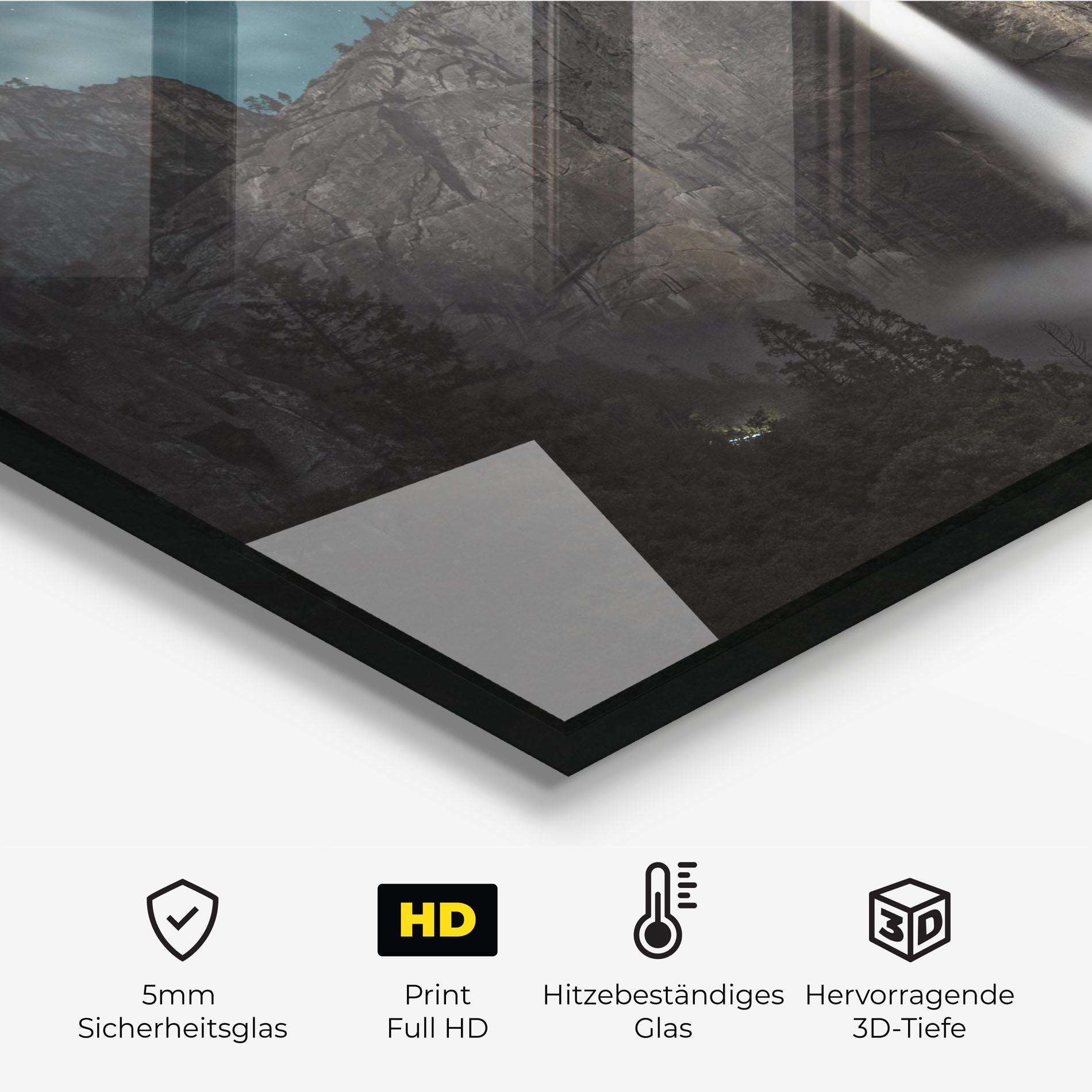 Küchenrückwand Glas Dark Blue Sky Waterfall mockup 2