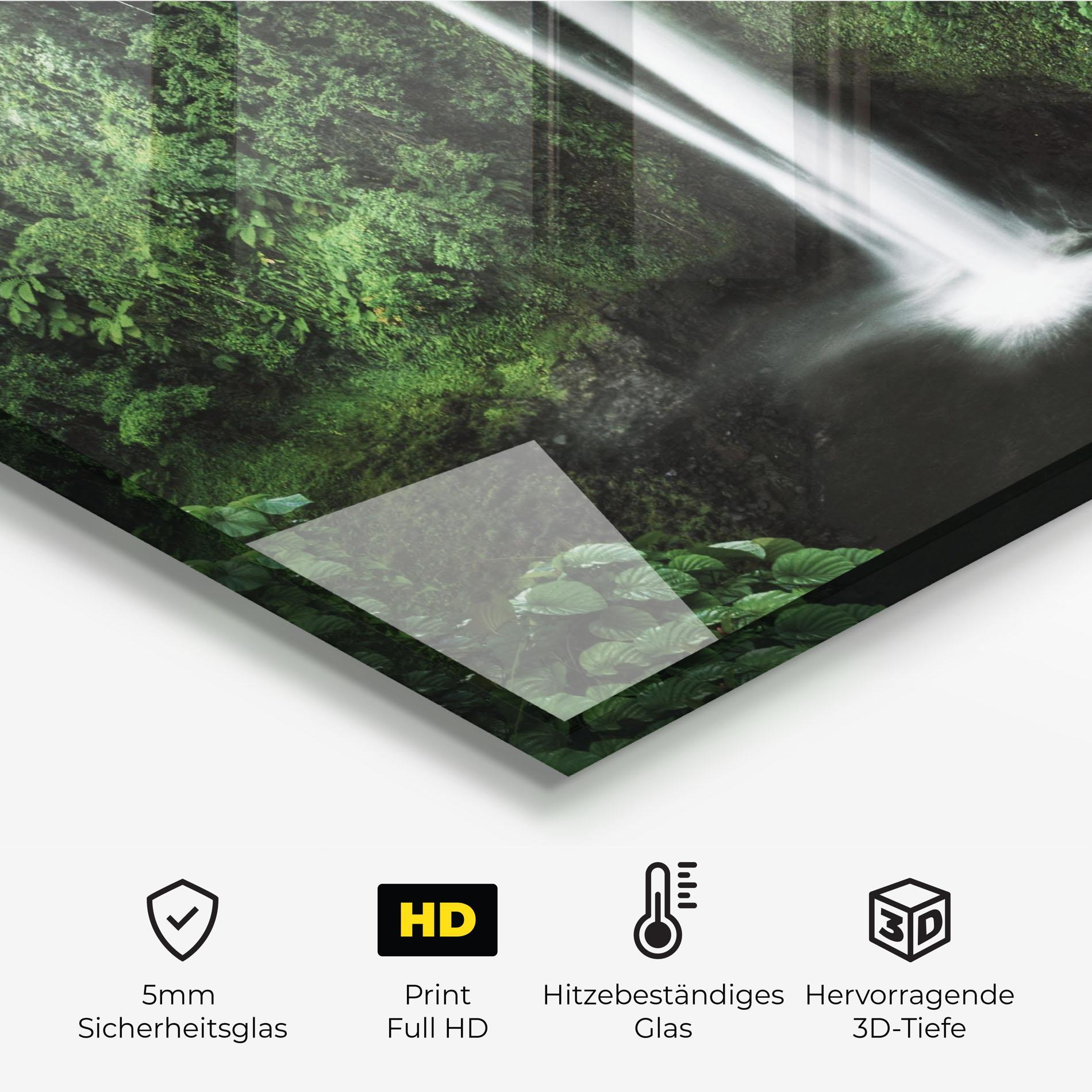 Küchenrückwand Glas Green Nature Waterfall mockup 2