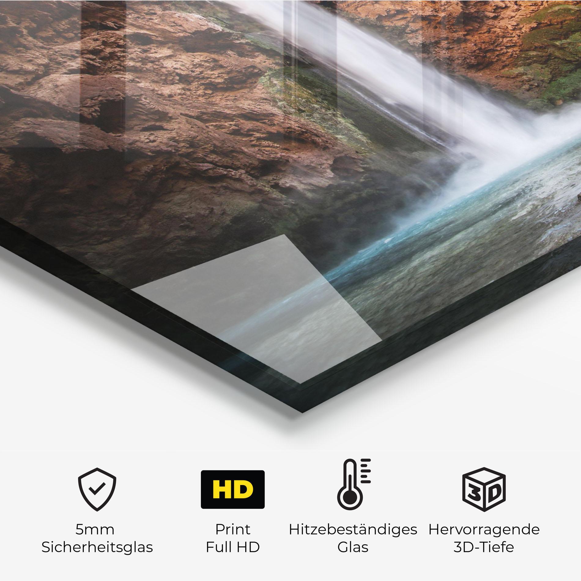 Küchenrückwand Glas Orange Wall Waterfall mockup 2