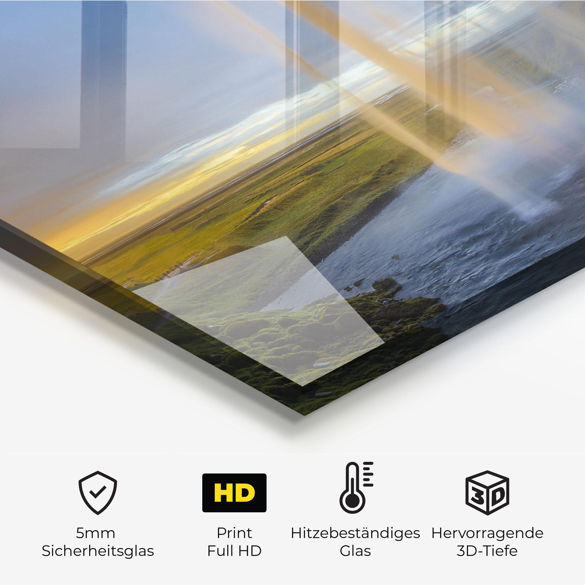 Küchenrückwand Glas Orange Waterfall mockup 2