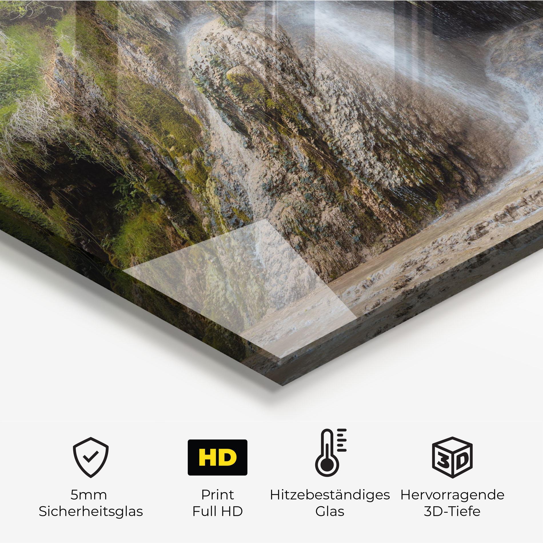 Küchenrückwand Glas Pretty Waterfall Forest mockup 2