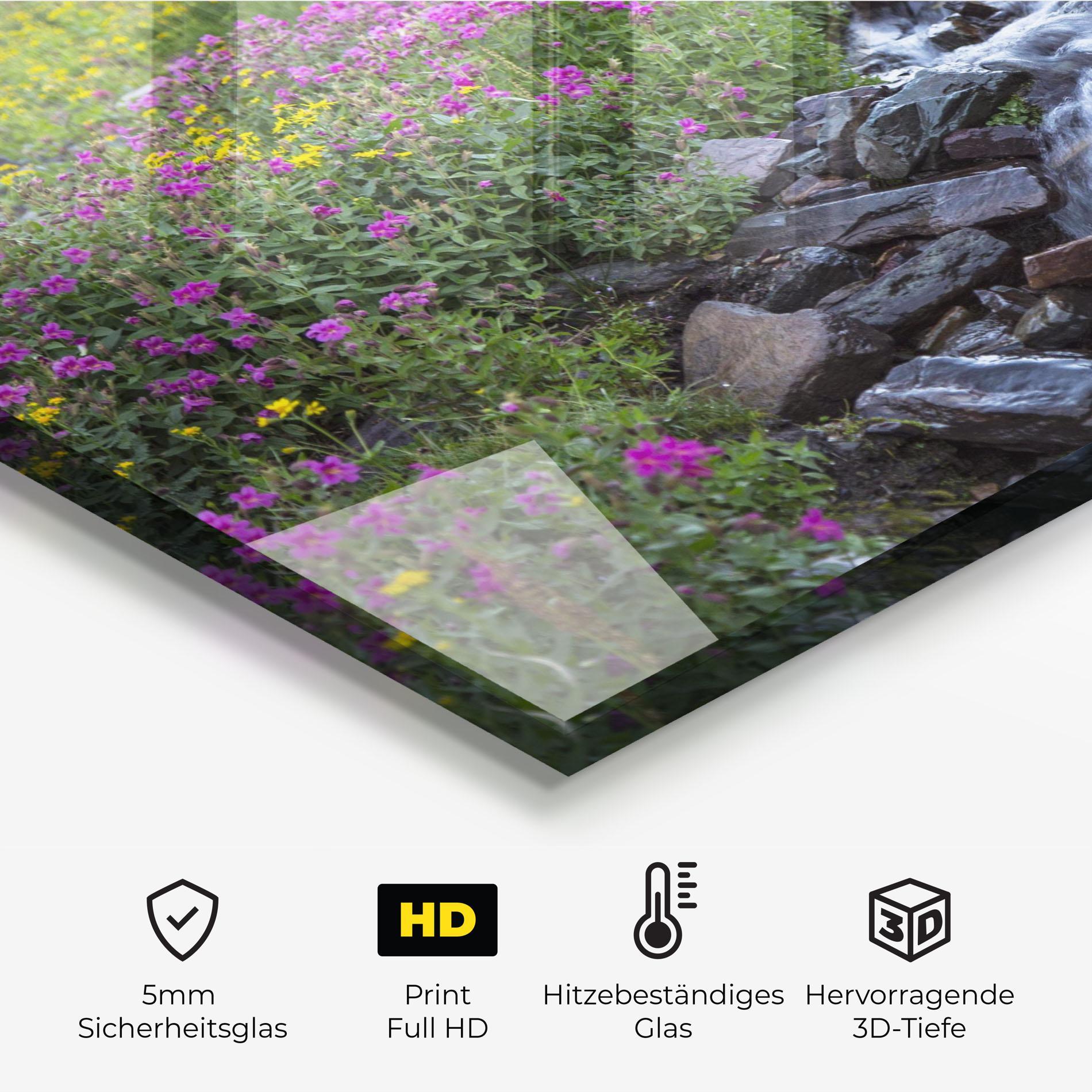 Küchenrückwand Glas Purple Field Waterfall mockup 2