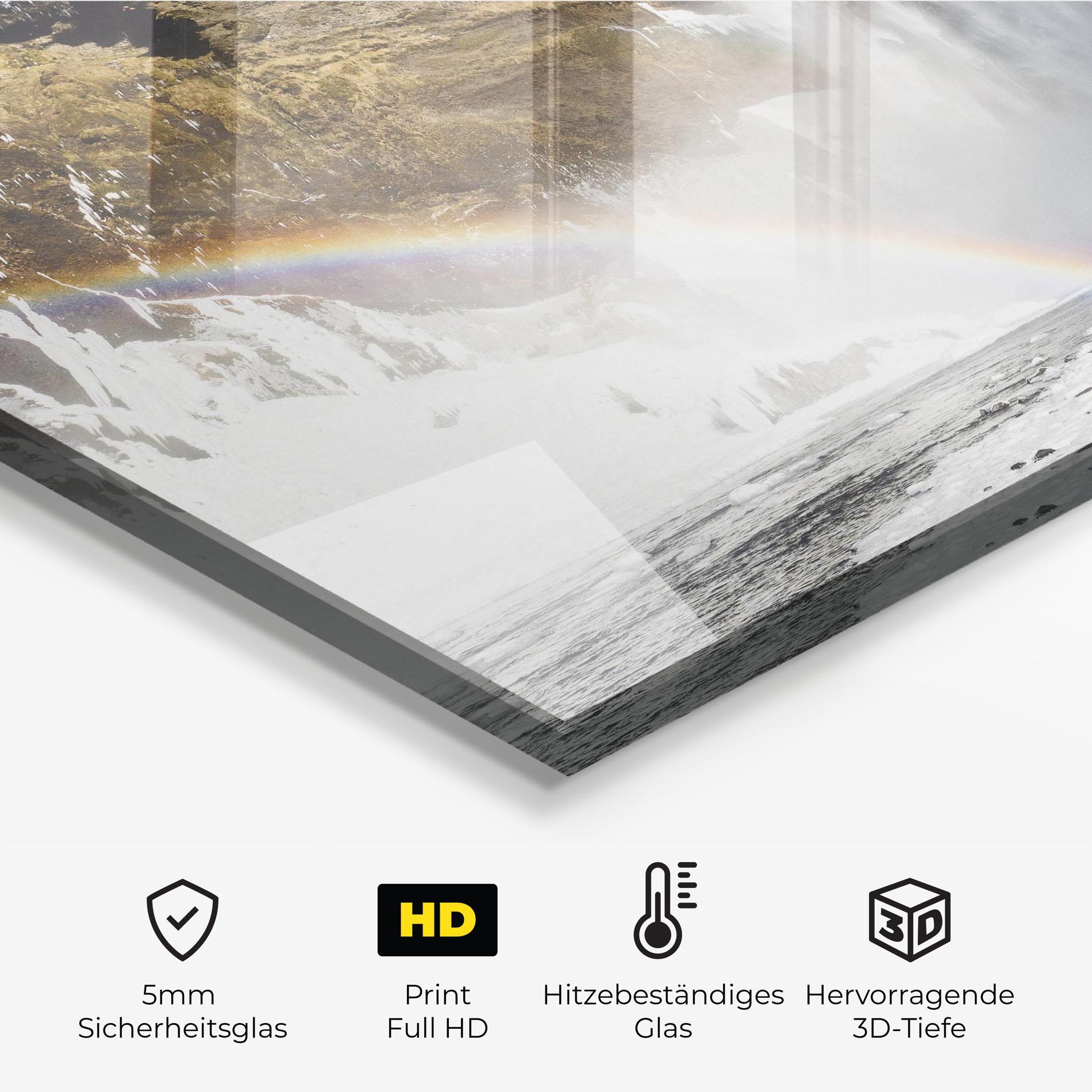 Küchenrückwand Glas Rainbow Waterfall mockup 2