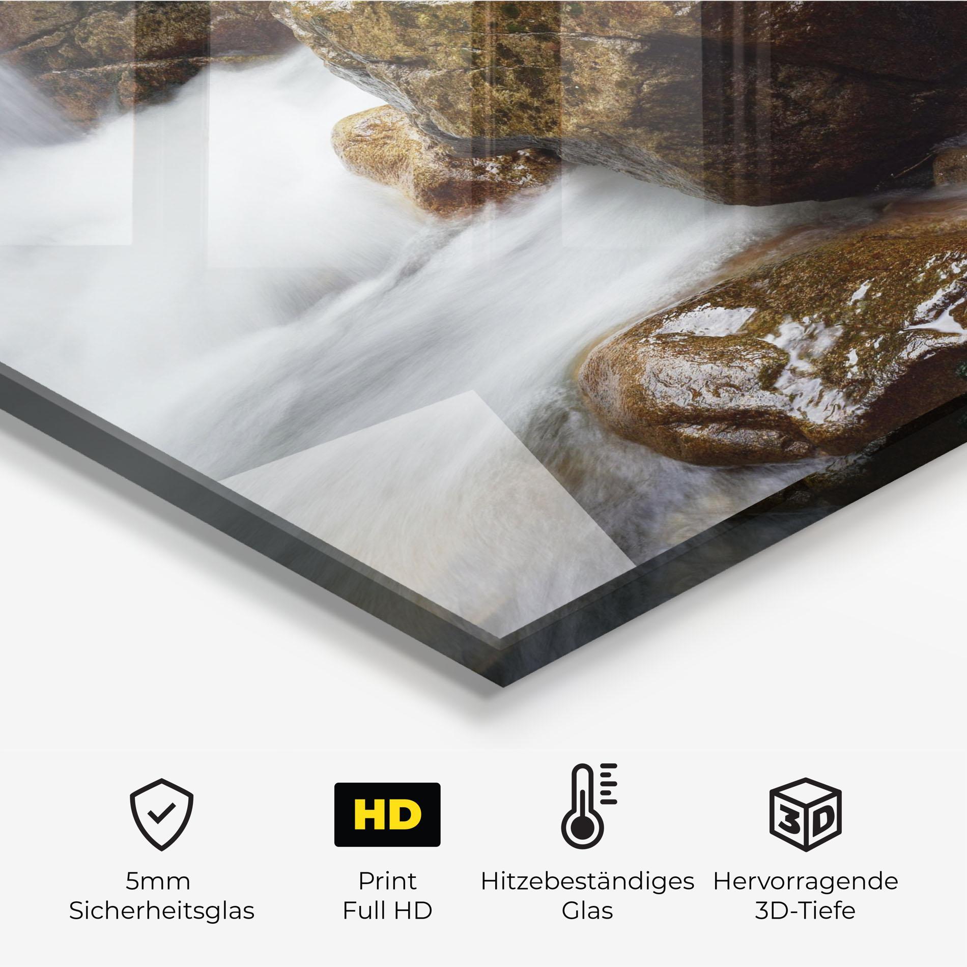 Küchenrückwand Glas Shiny Rocks Waterfall mockup 2