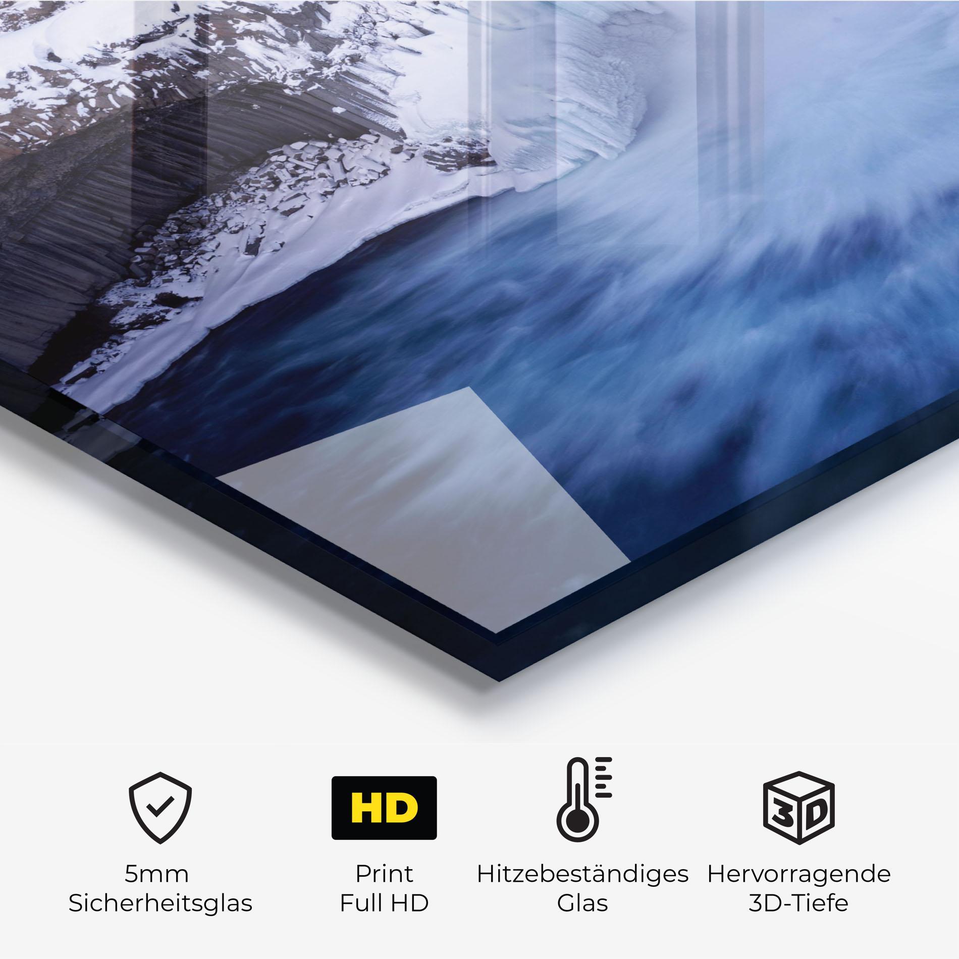 Küchenrückwand Glas Snow Waterfall mockup 2