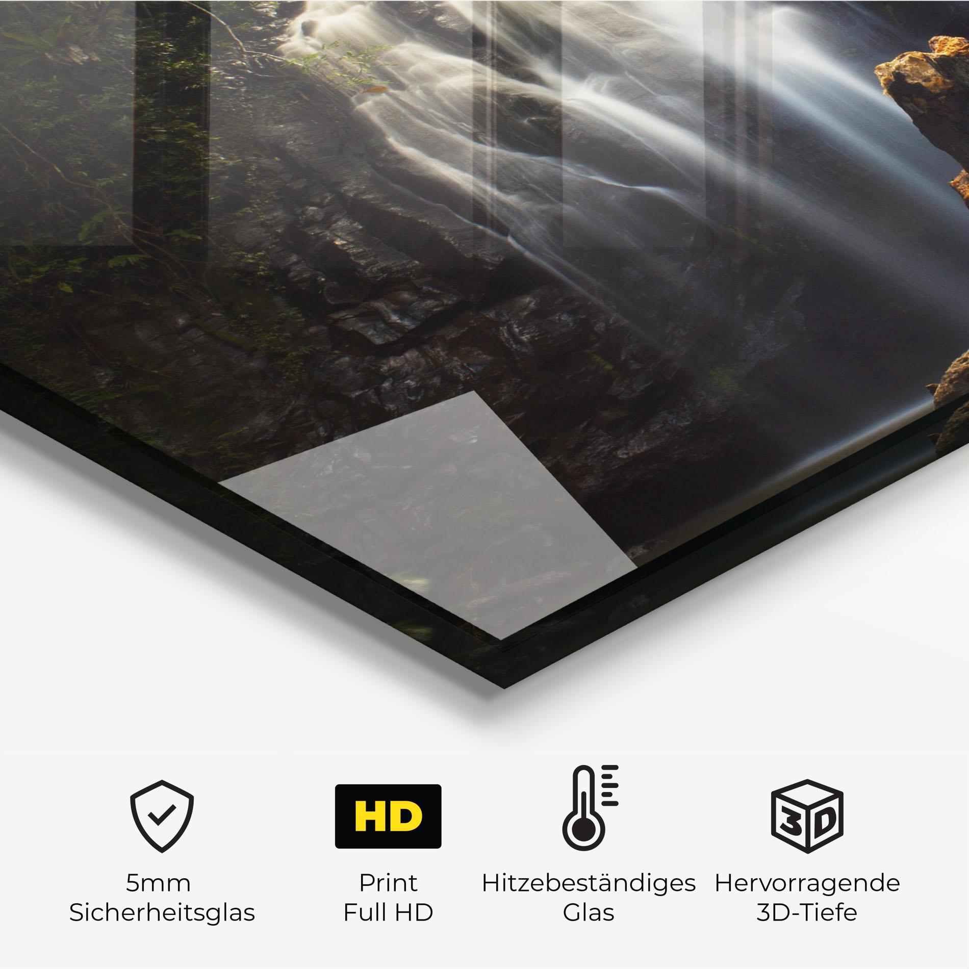 Küchenrückwand Glas Tree Log Waterfall mockup 2