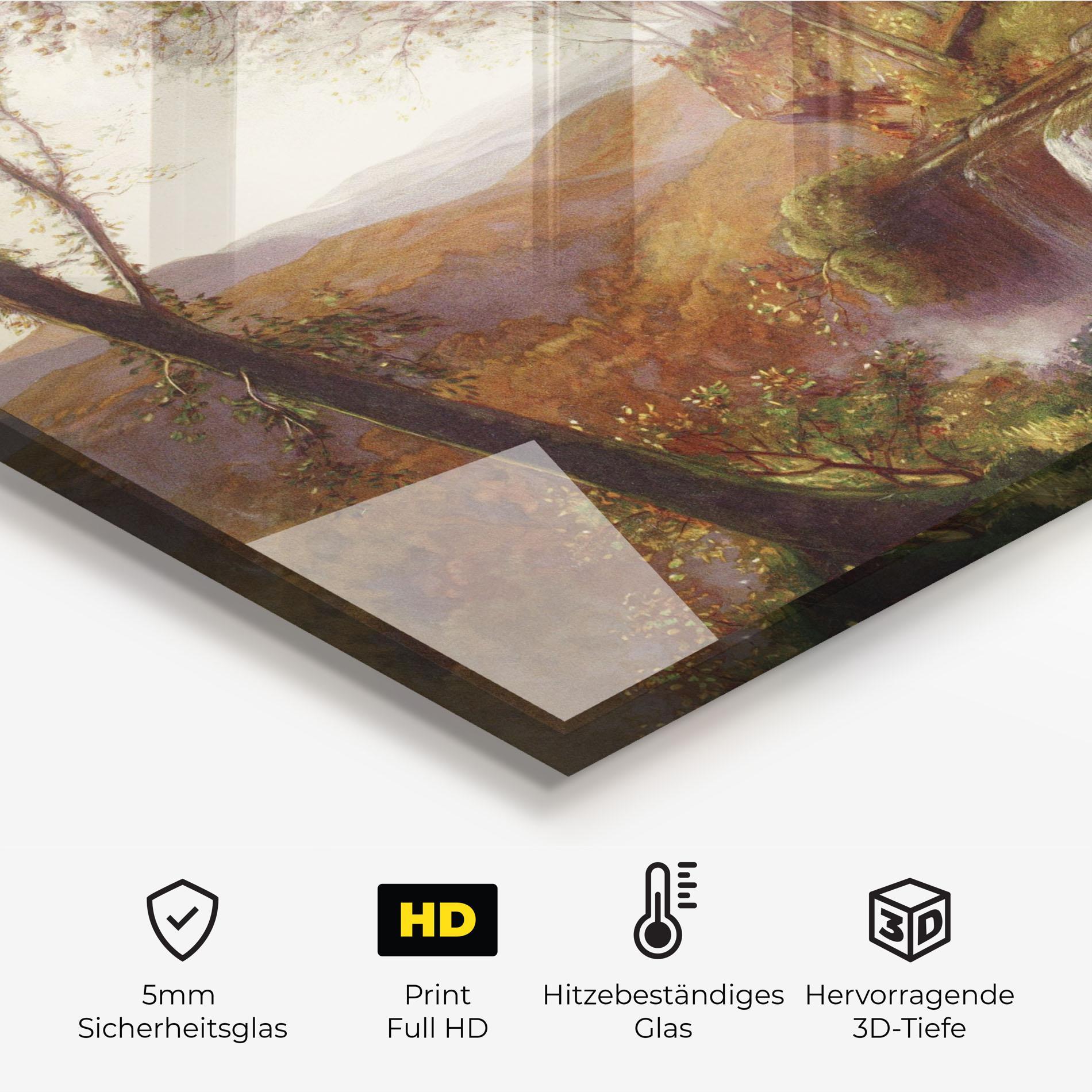 Küchenrückwand Glas Waterfall Painting mockup 2